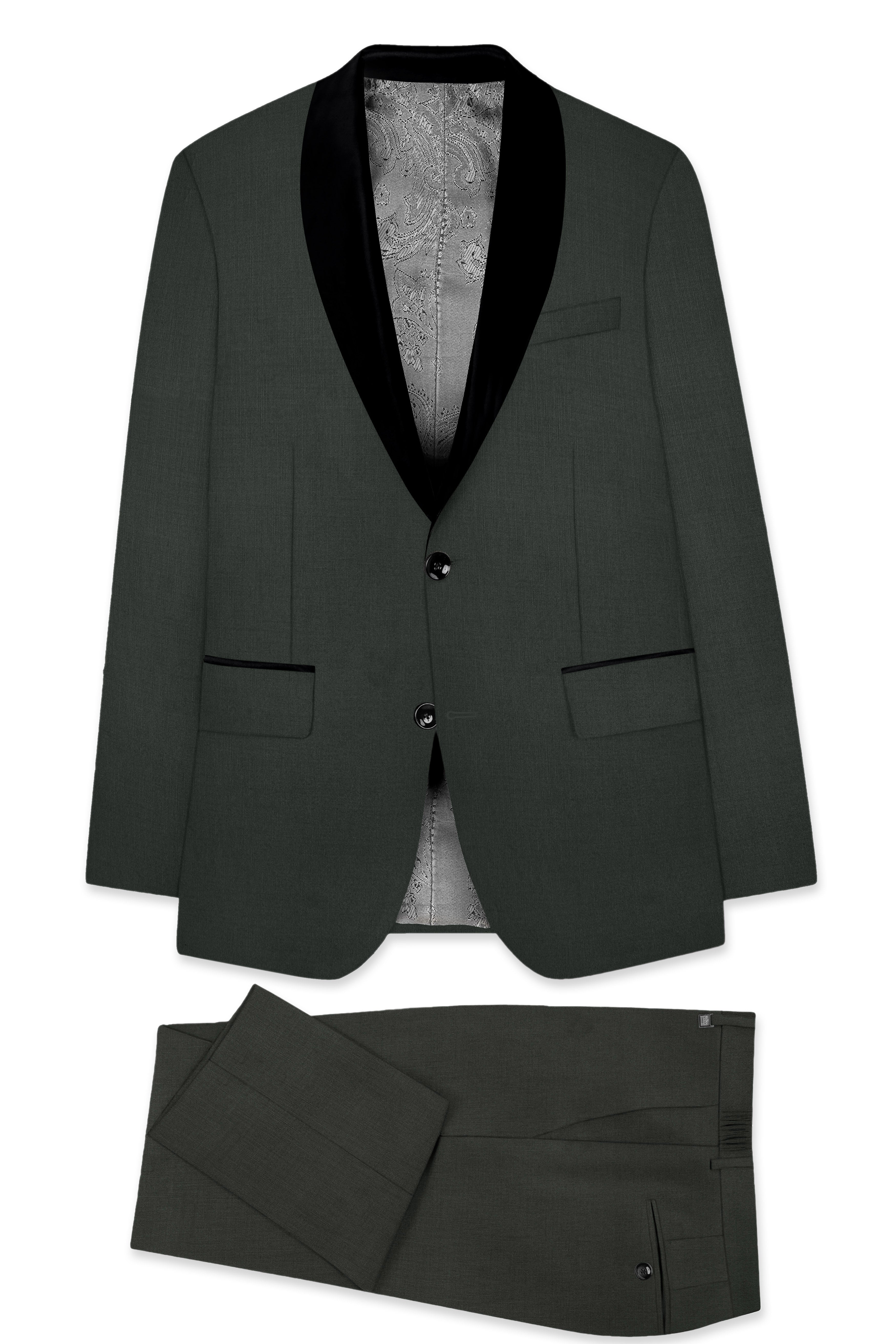 Shafton-Mine Shaft Green Wool Rich Tuxedo Slight Stretch Suit