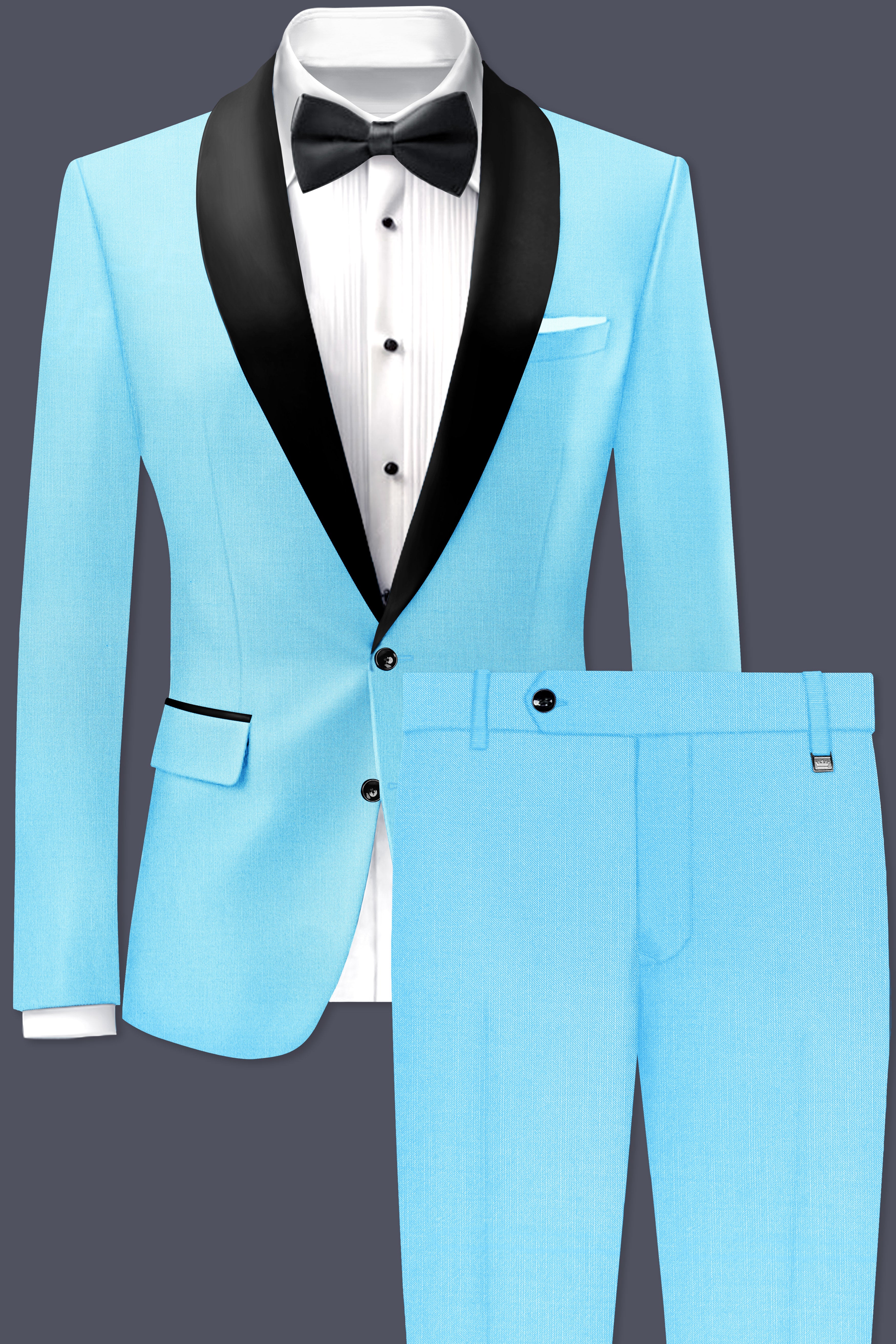Iceland-Aquamarine Blue Wool Rich Tuxedo Slight Stretch Suit
