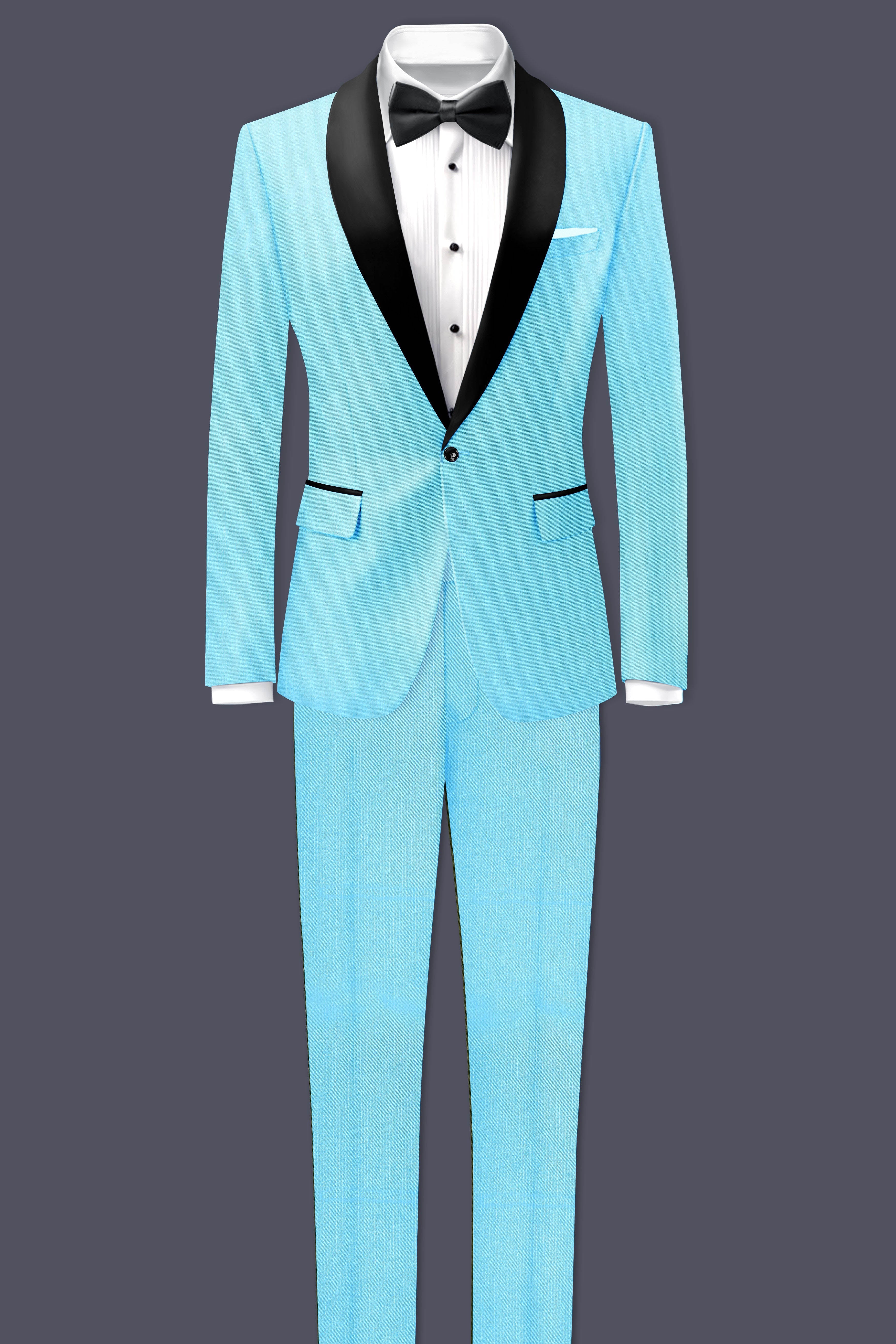 Iceland-Aquamarine Blue Wool Rich Tuxedo Slight Stretch Suit