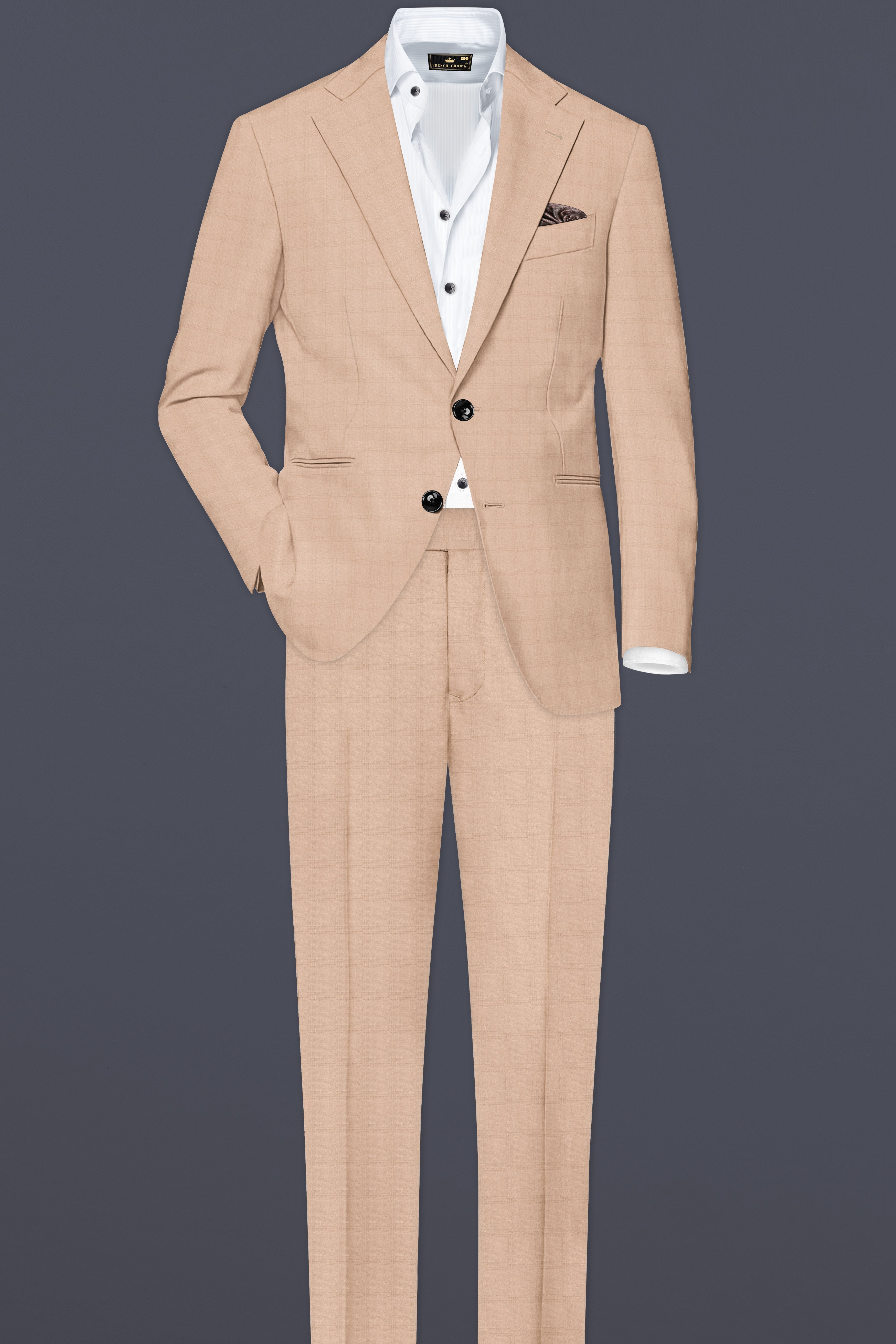 Velcrema-Sorrell Cream Wool Rich Single Breasted Suit