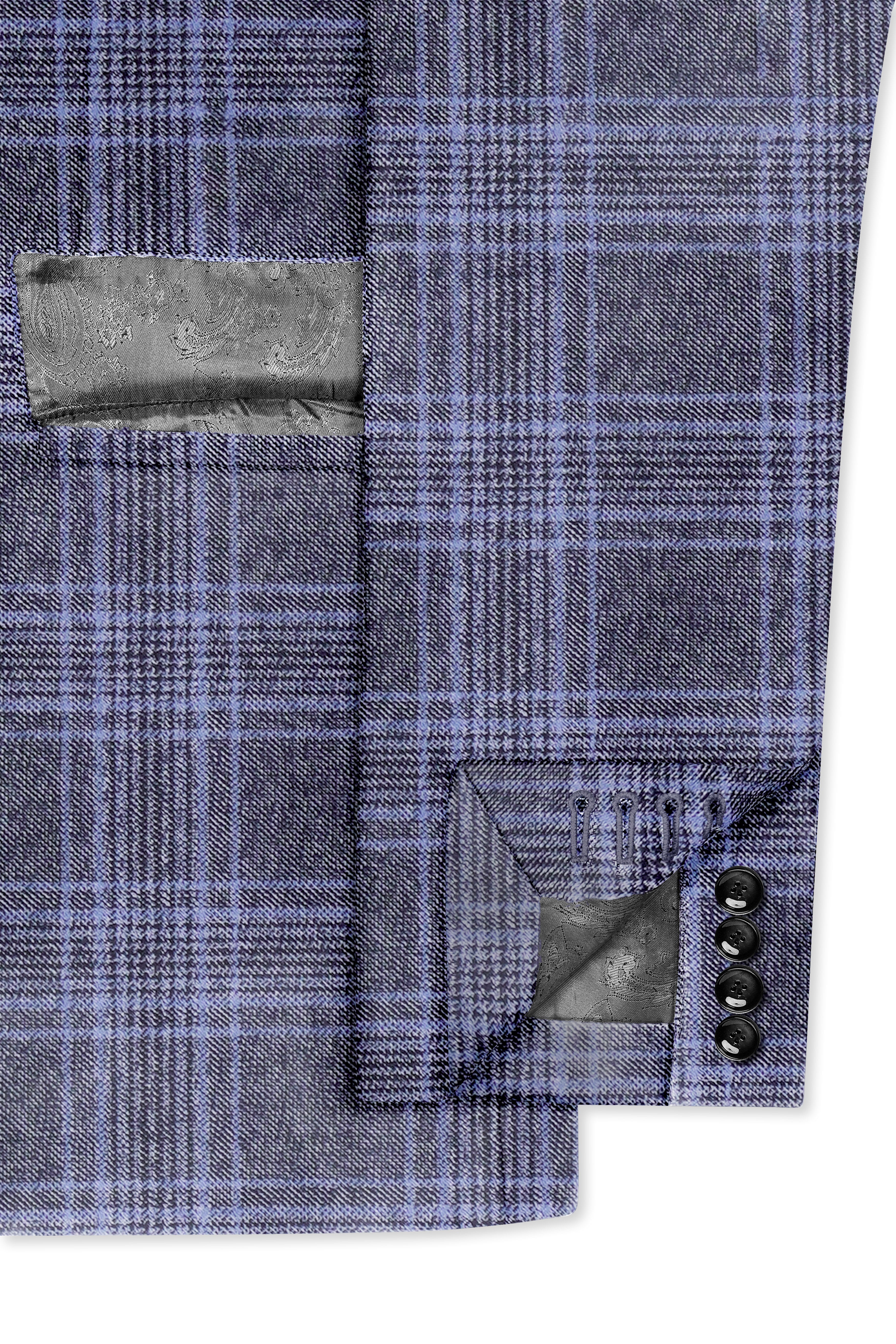 Casphin-Dolphin And Casper Blue Plaid Wool Rich Peck Lepal Single Breasted Suit