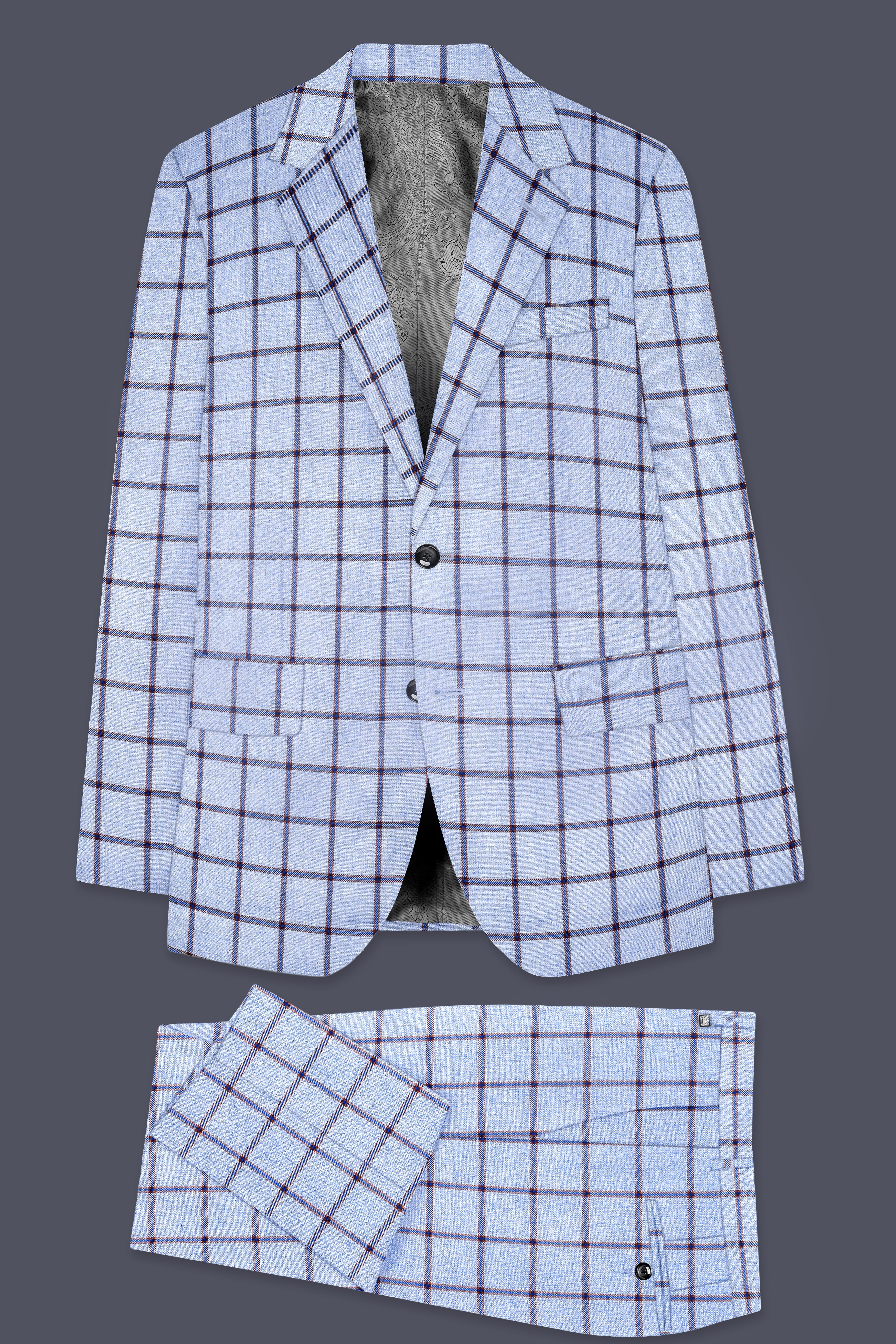 Mistrel-Spun Pearl Gray Windows Wool Rich Single Breasted Suit