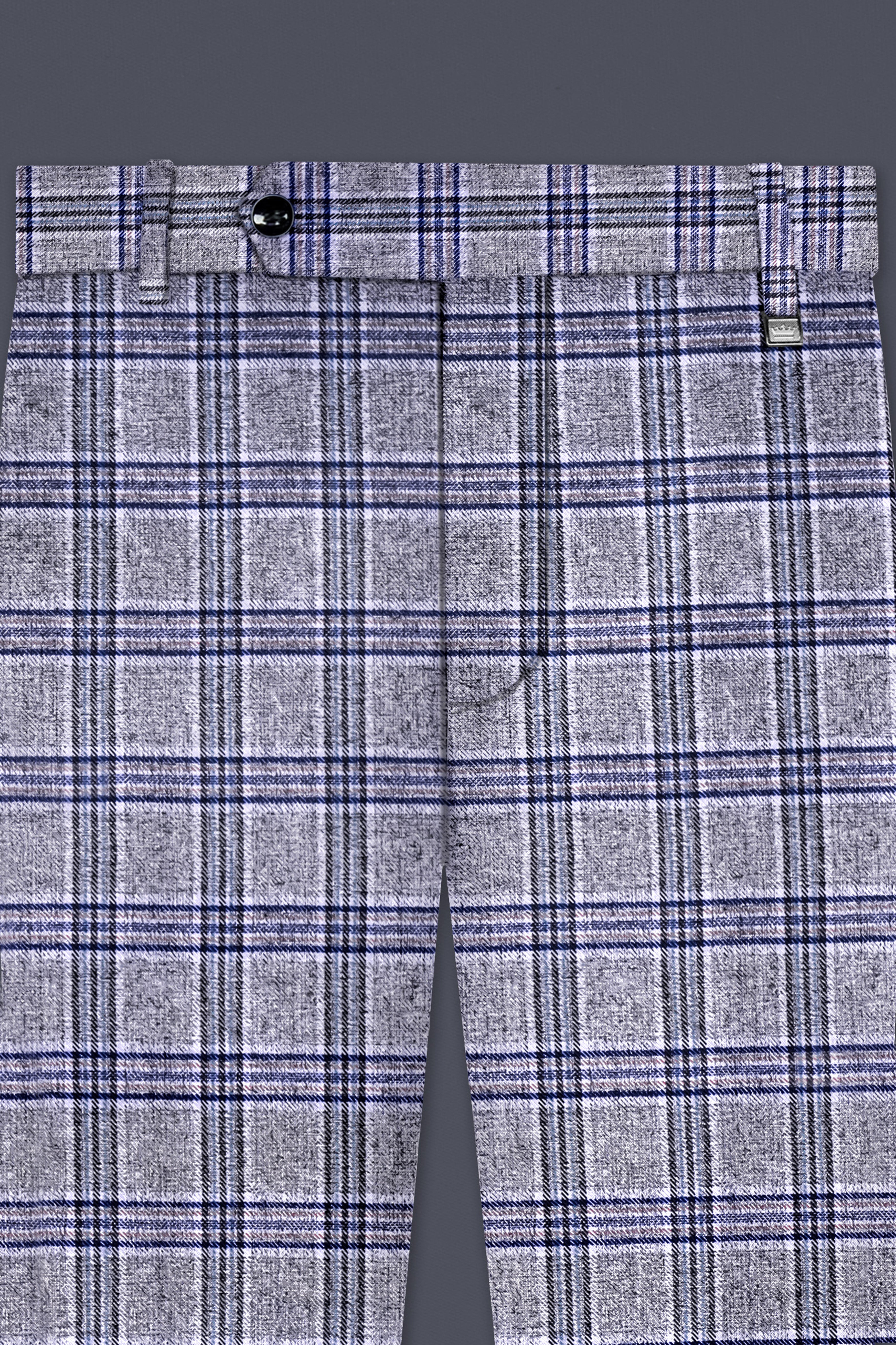 Pladiel-StarDust Gray with Martinique Blue Plaid Wool Rich Tuxedo Suit