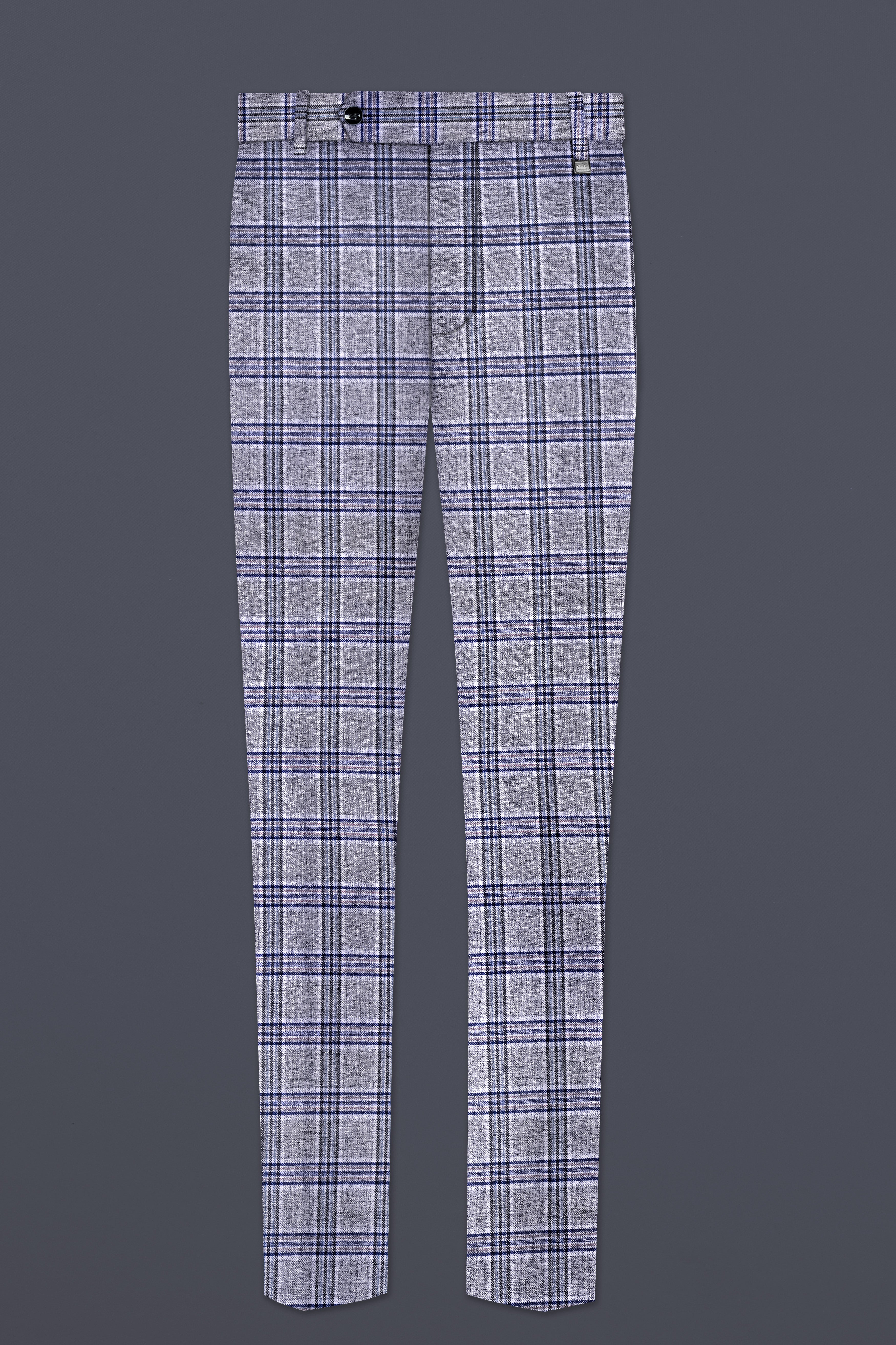Pladiel-StarDust Gray with Martinique Blue Plaid Wool Rich Tuxedo Suit