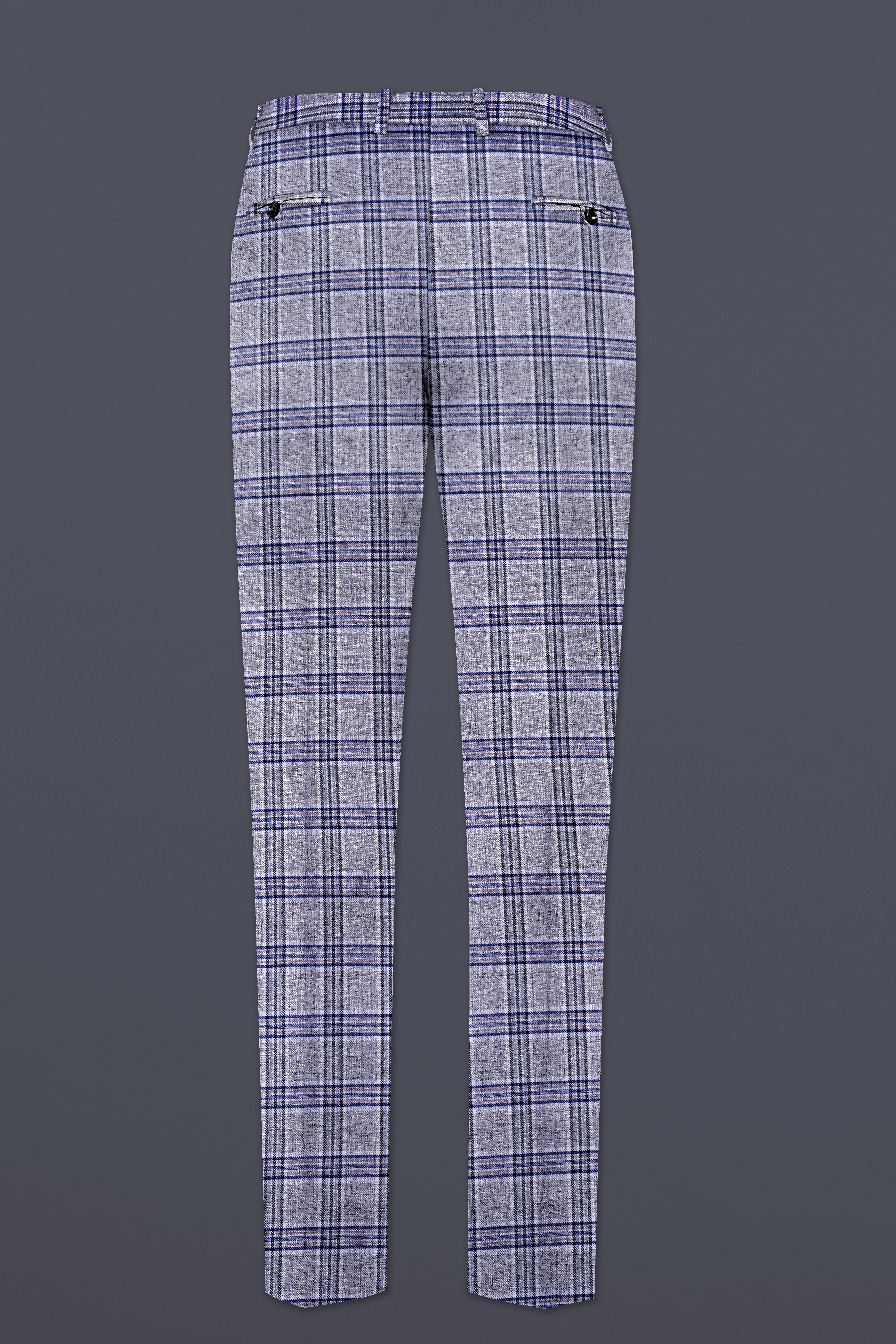 Pladiel-StarDust Gray with Martinique Blue Plaid Wool Rich Tuxedo Suit