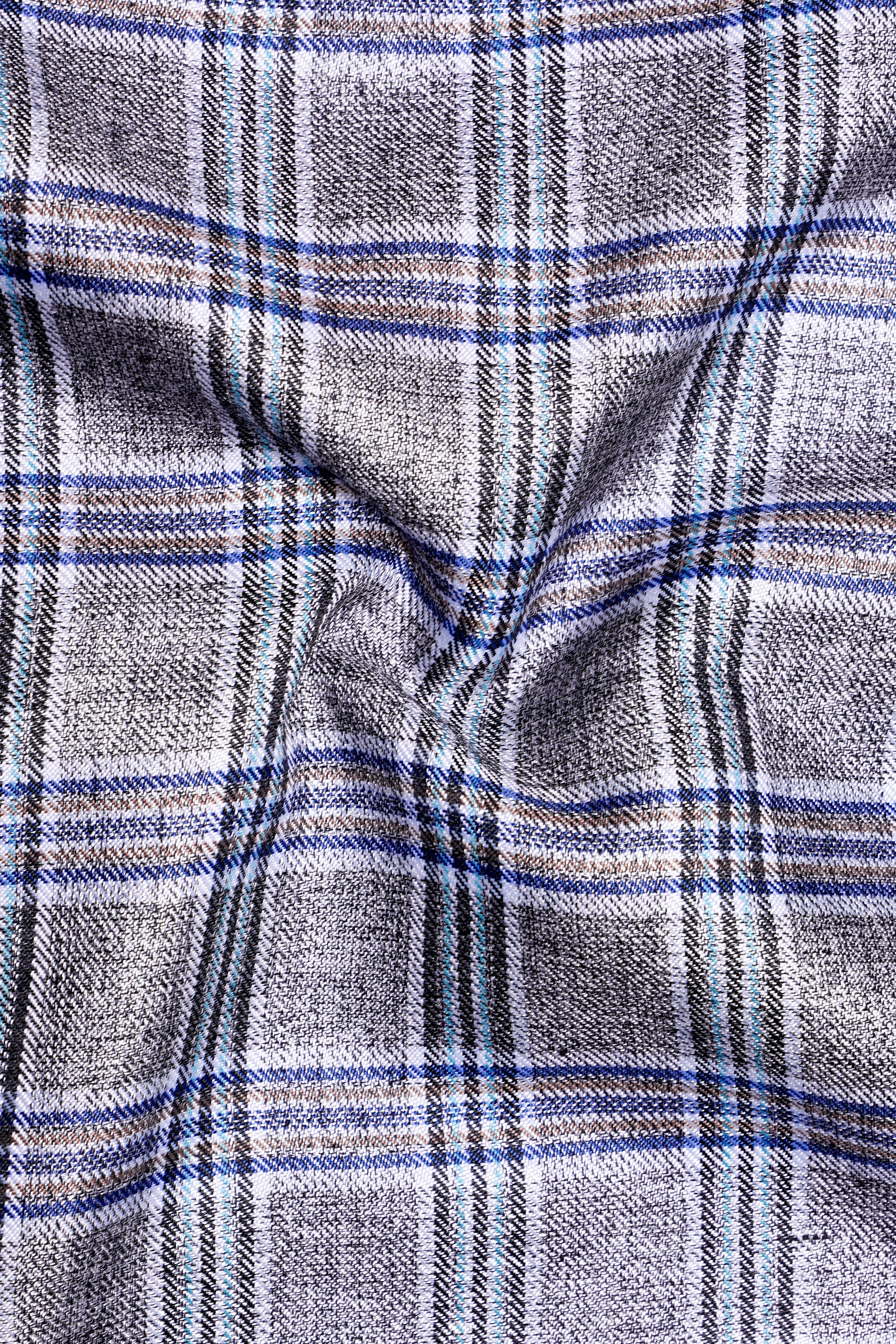 Pladiel-StarDust Gray with Martinique Blue Plaid Wool Rich Tuxedo Suit