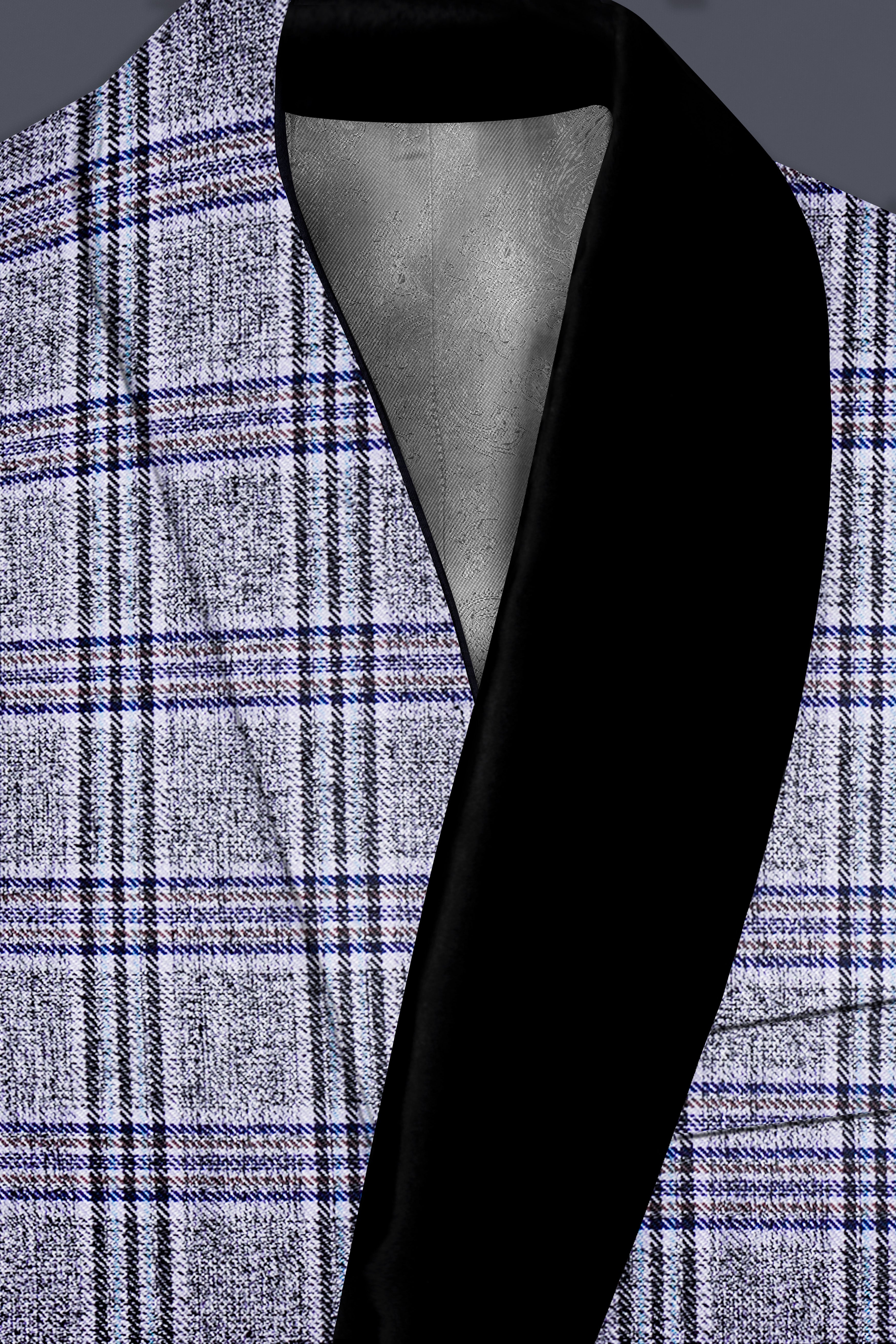 Pladiel-StarDust Gray with Martinique Blue Plaid Wool Rich Tuxedo Suit