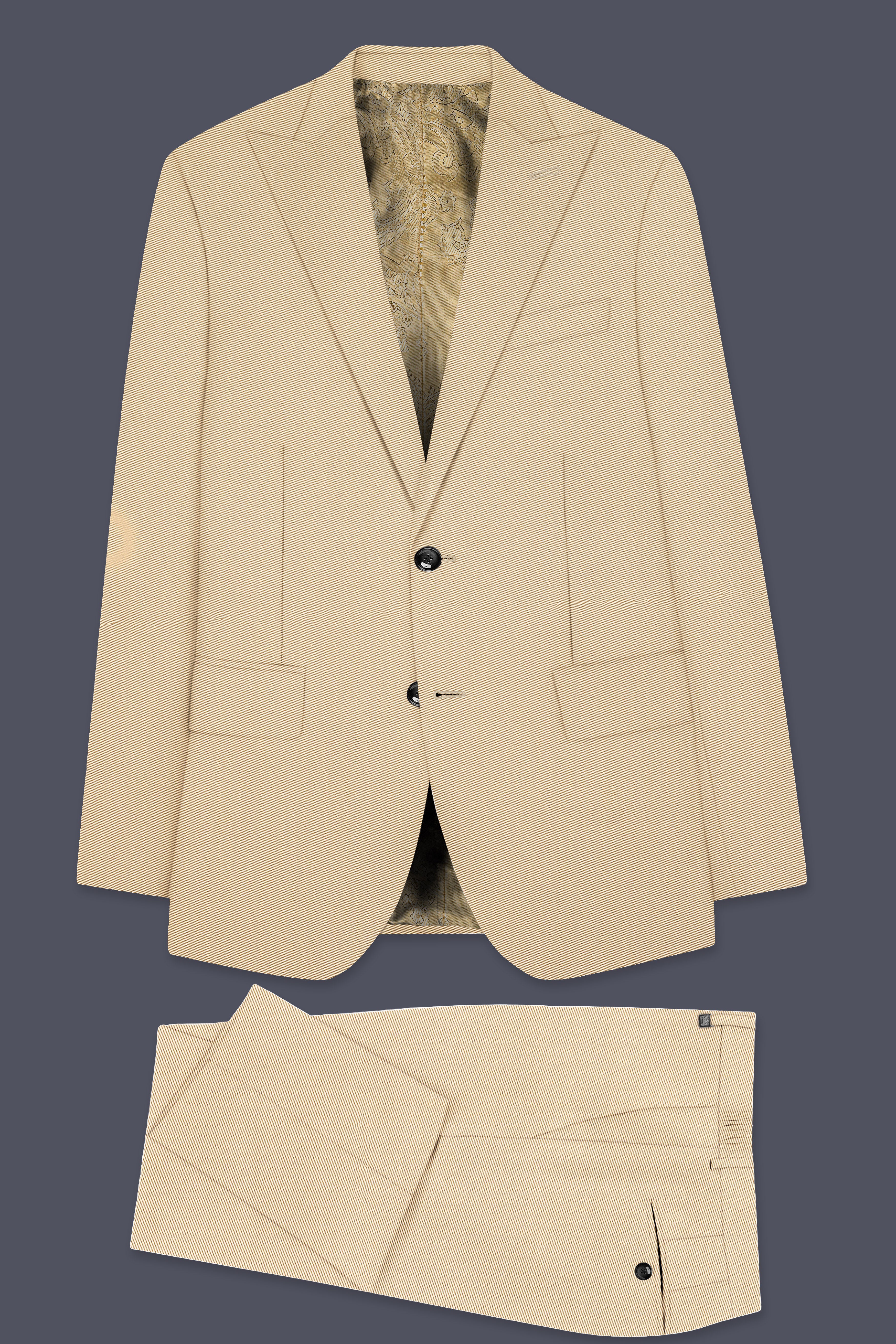 Beauroan-Sandrift Brown Premium Cotton Single Breasted Suit
