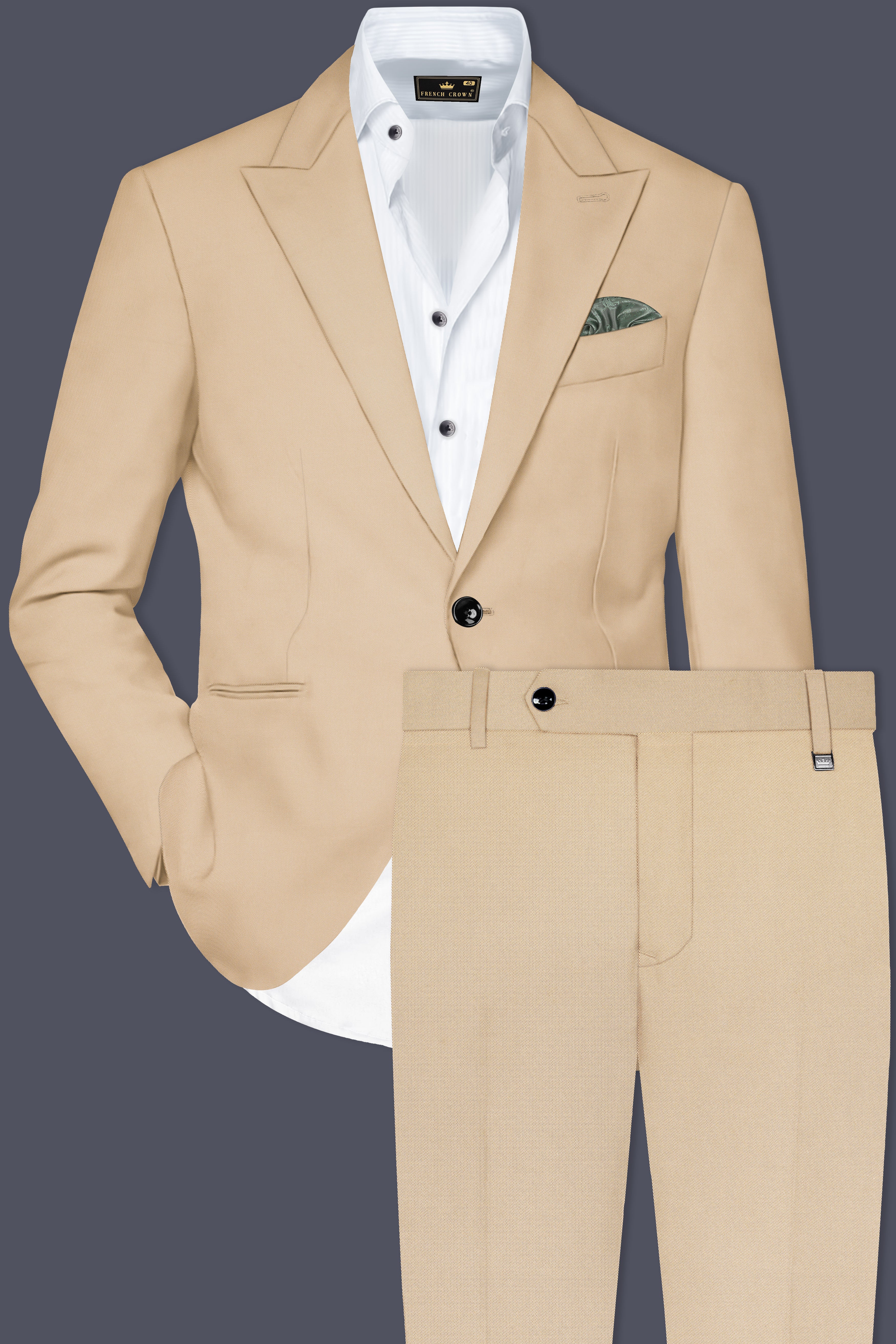 Beauroan-Sandrift Brown Premium Cotton Single Breasted Suit