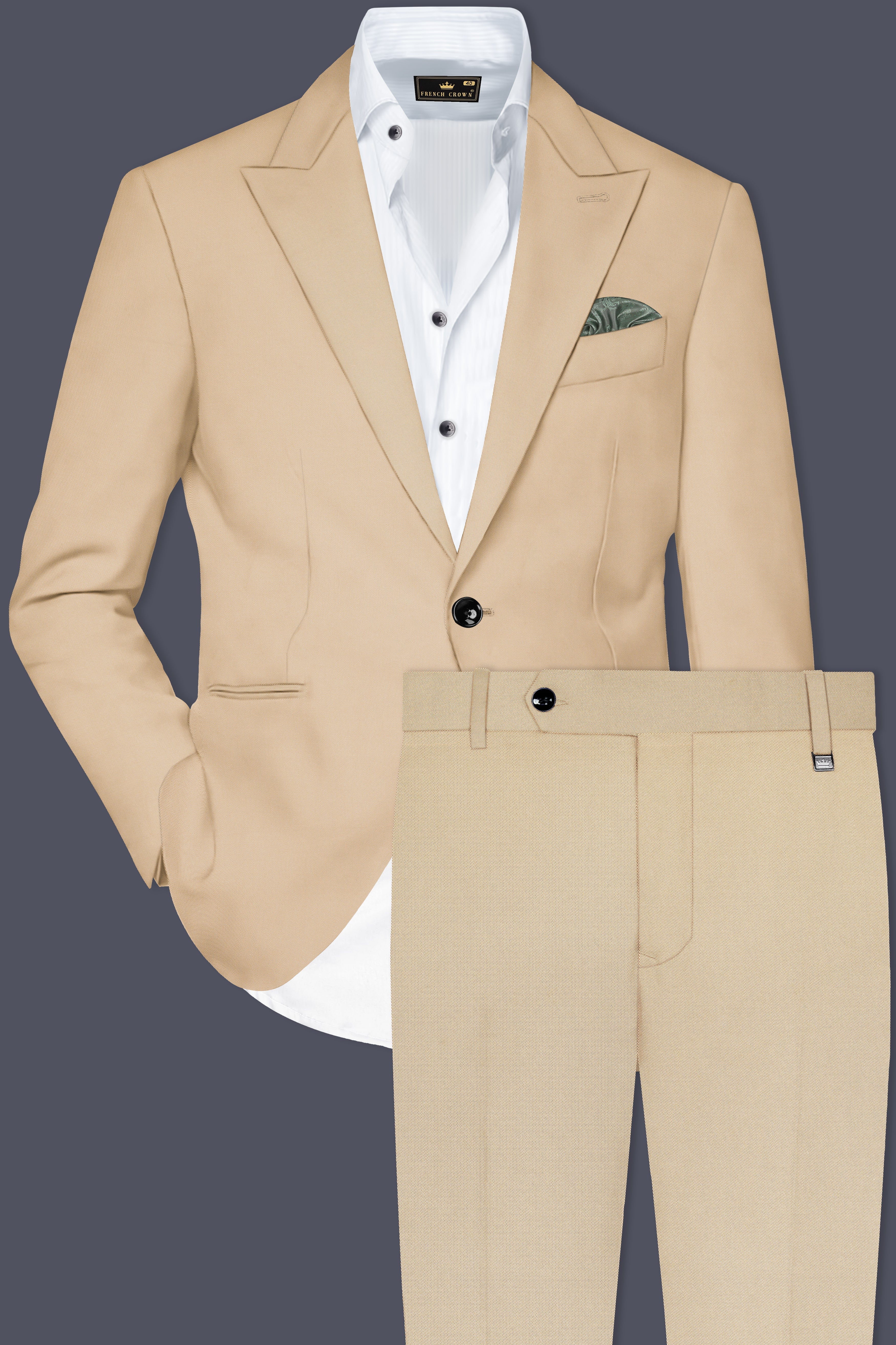 Beauroan-Sandrift Brown Premium Cotton Single Breasted Suit