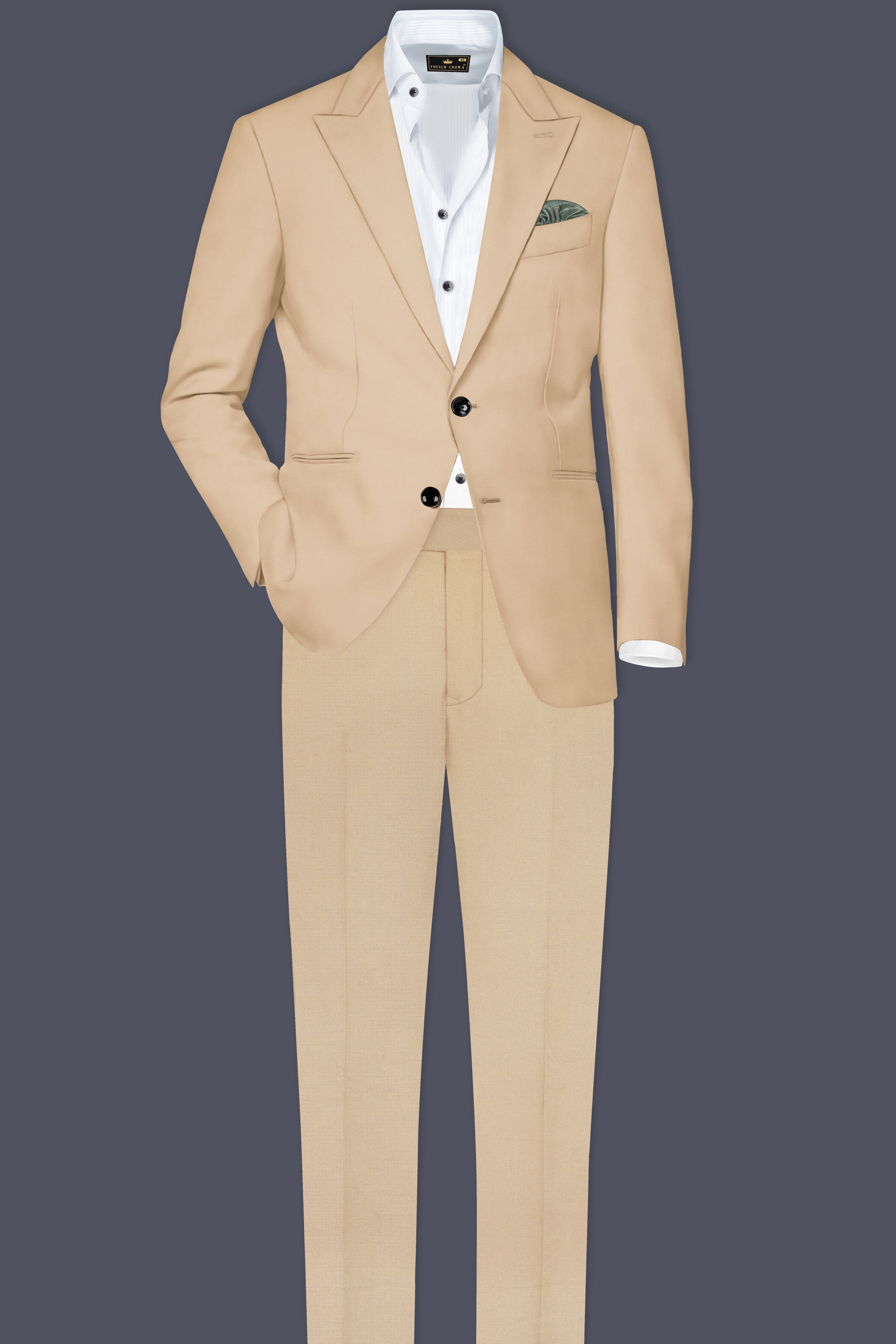 Beauroan-Sandrift Brown Premium Cotton Single Breasted Suit