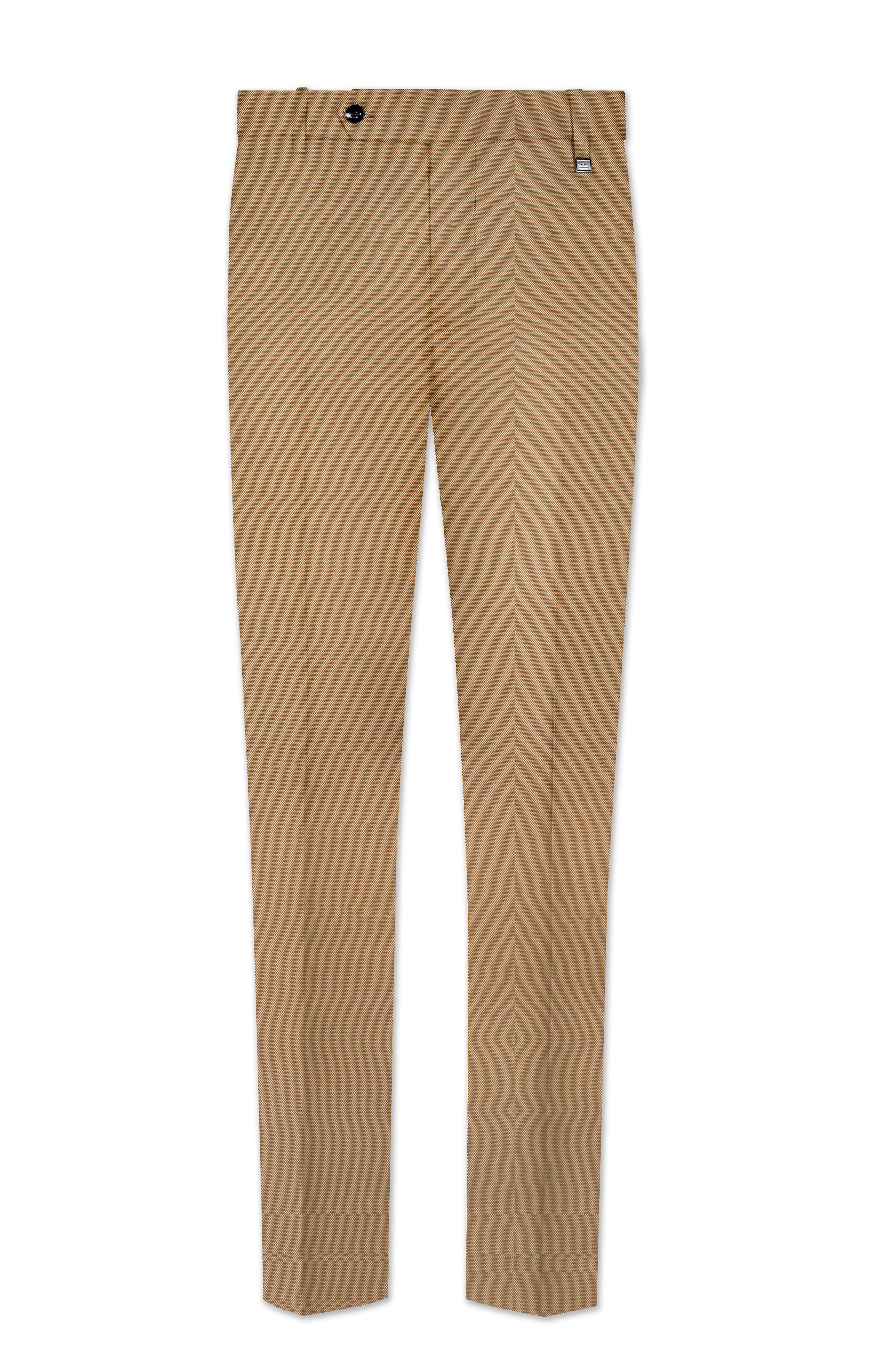Aurenzo-Muesli Brown Textured Wool Rich Bandhgala Suit