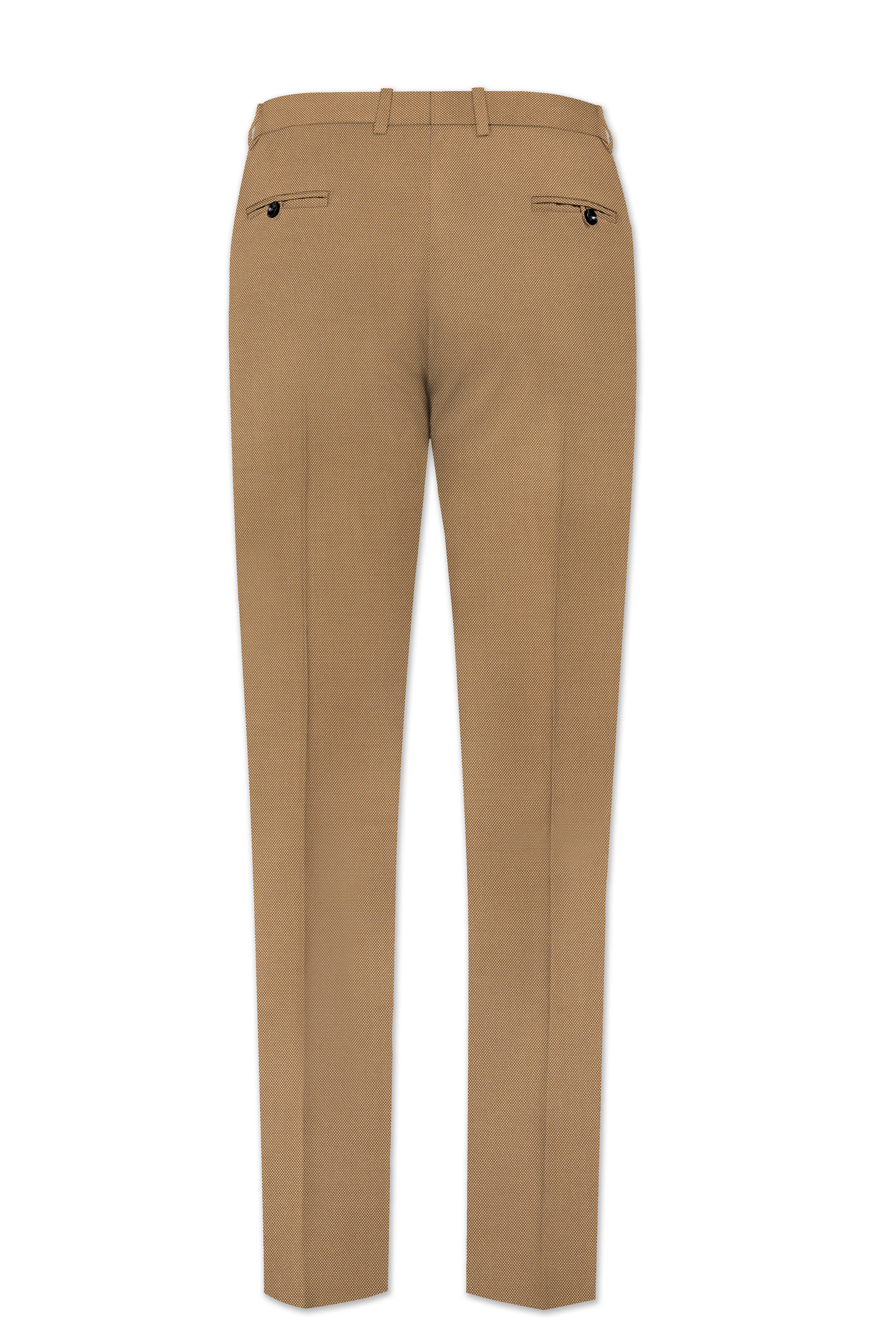 Aurenzo-Muesli Brown Textured Wool Rich Bandhgala Suit