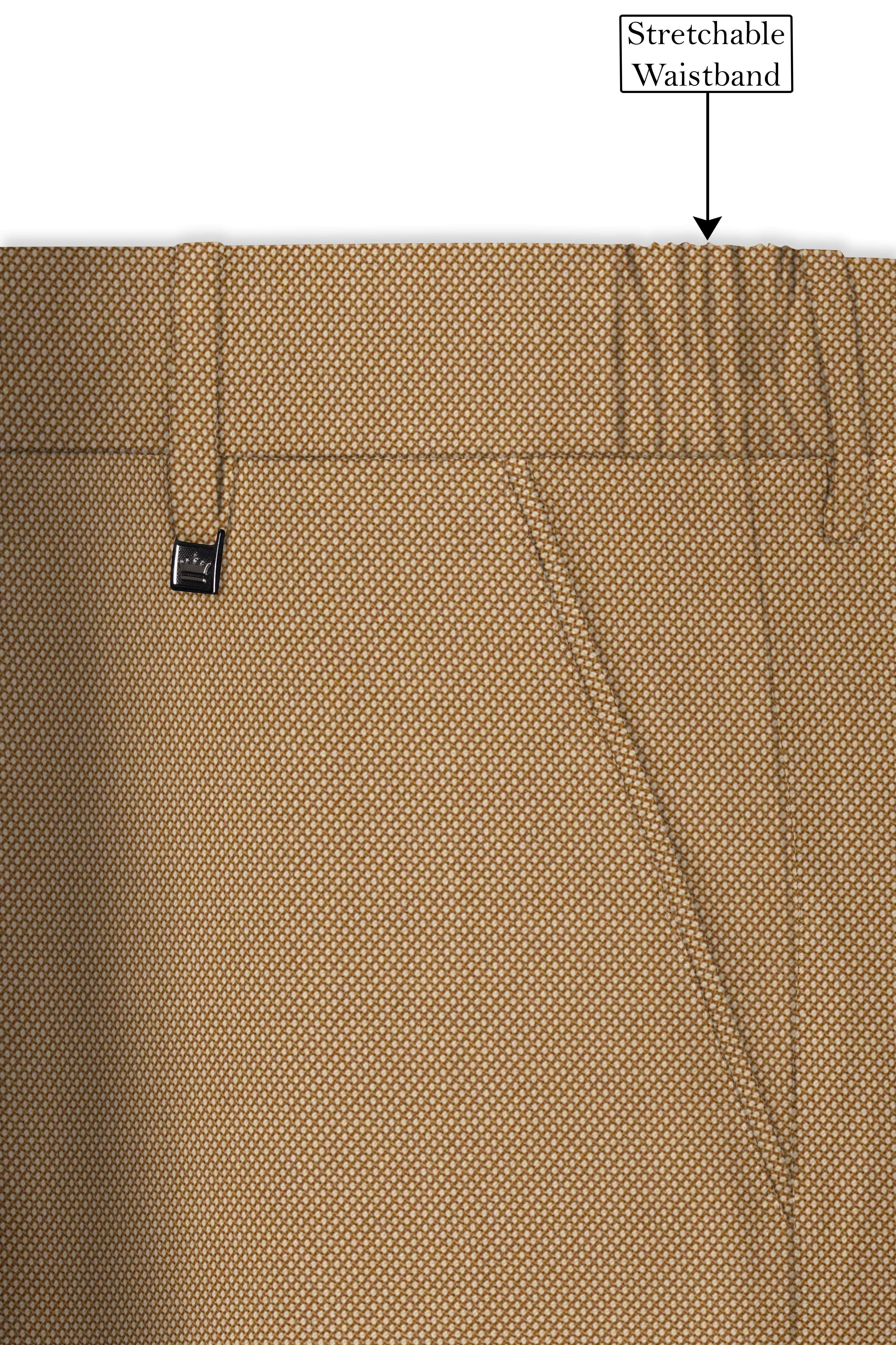 Aurenzo-Muesli Brown Textured Wool Rich Bandhgala Suit