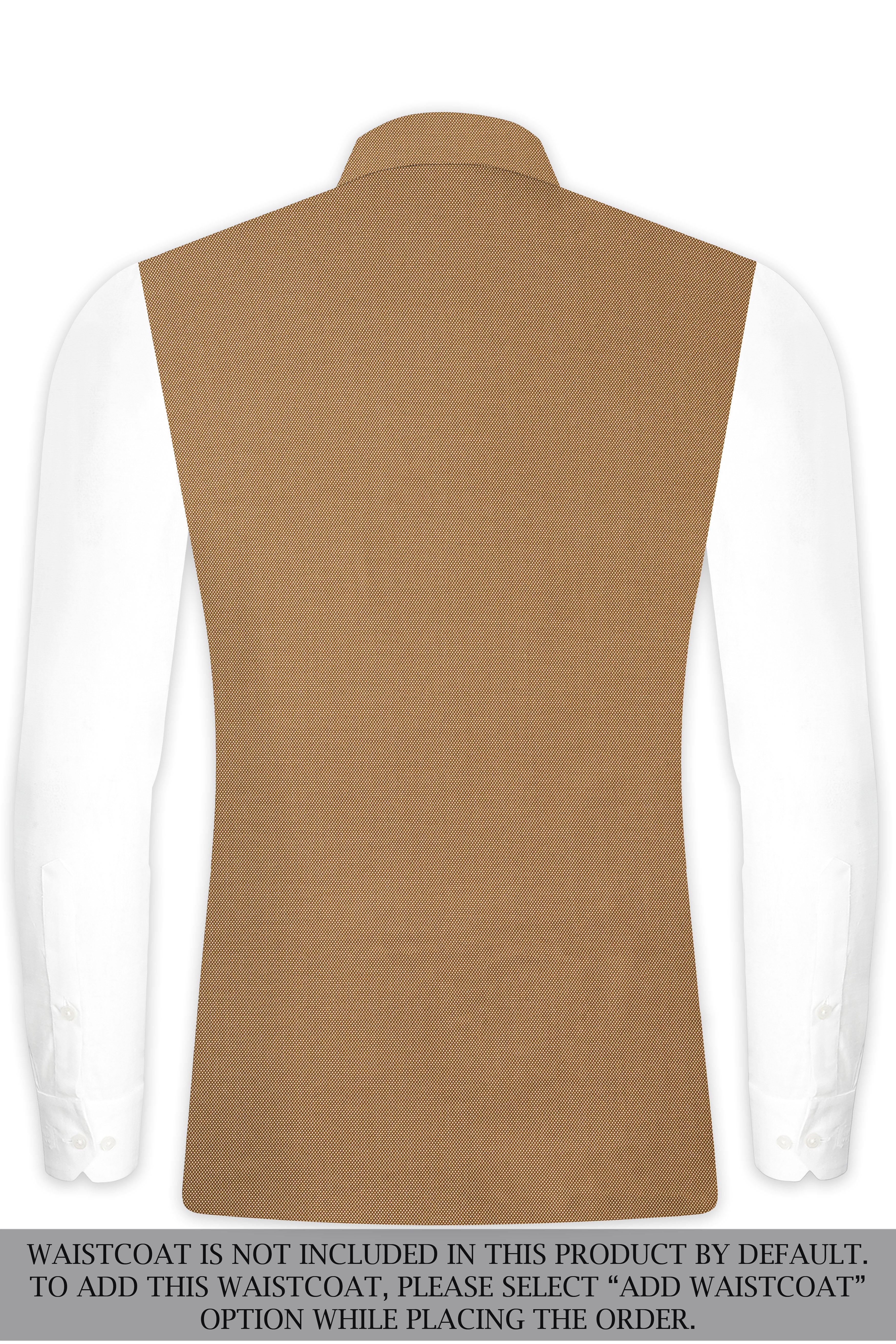 Aurenzo-Muesli Brown Textured Wool Rich Bandhgala Suit
