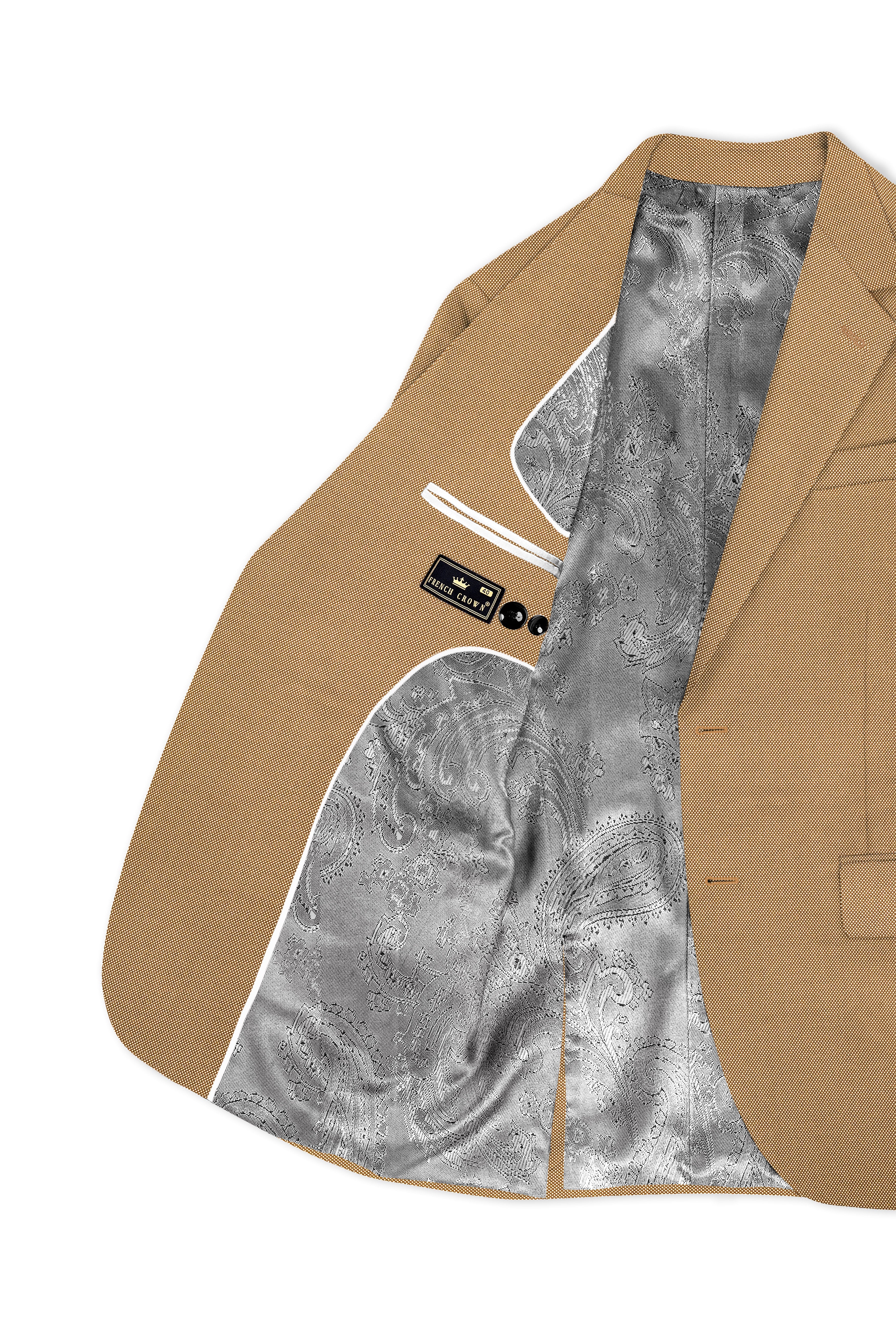 Aurenzo-Muesli Brown Textured Wool Rich Single Breasted Suit