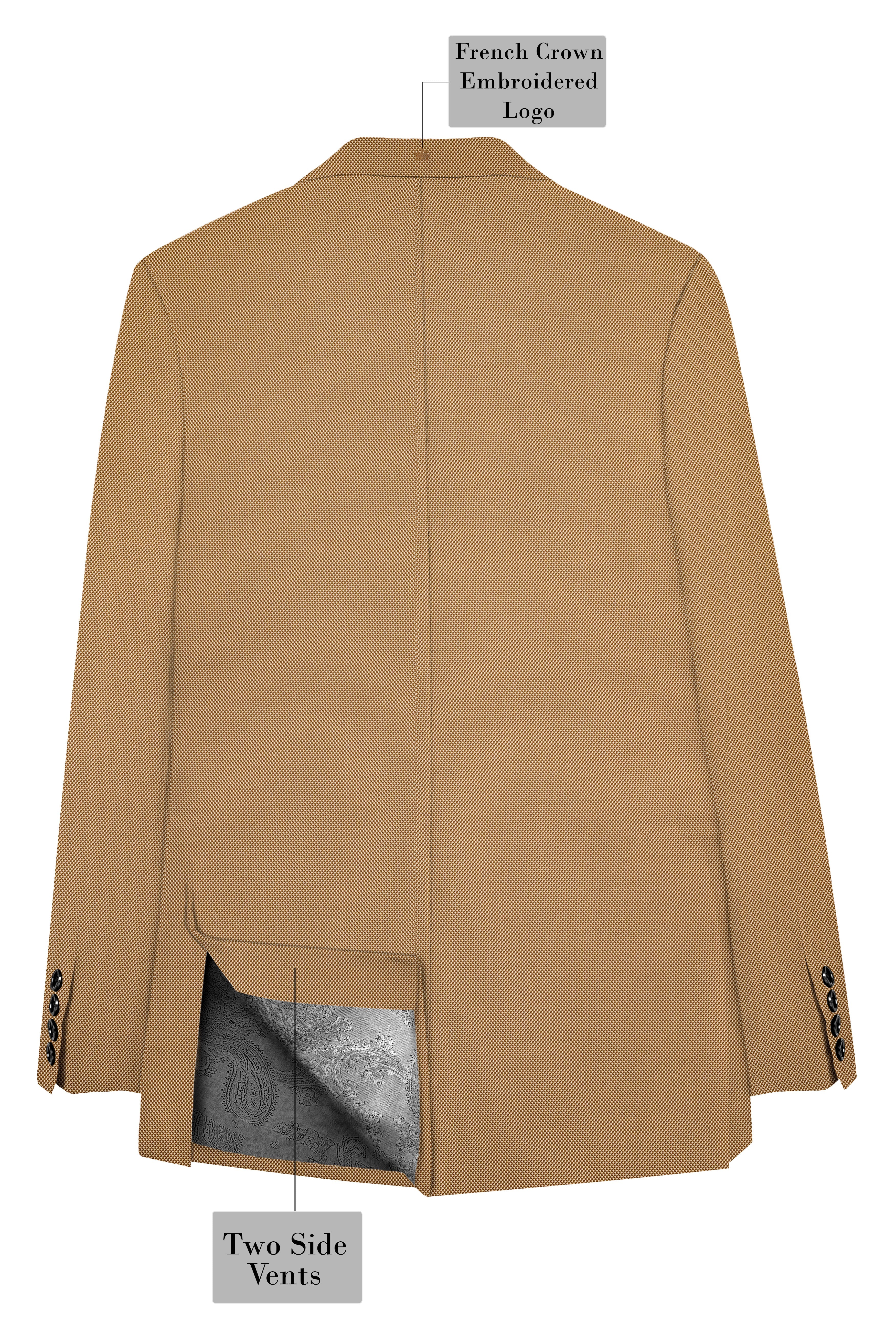 Aurenzo-Muesli Brown Textured Wool Rich Single Breasted Suit