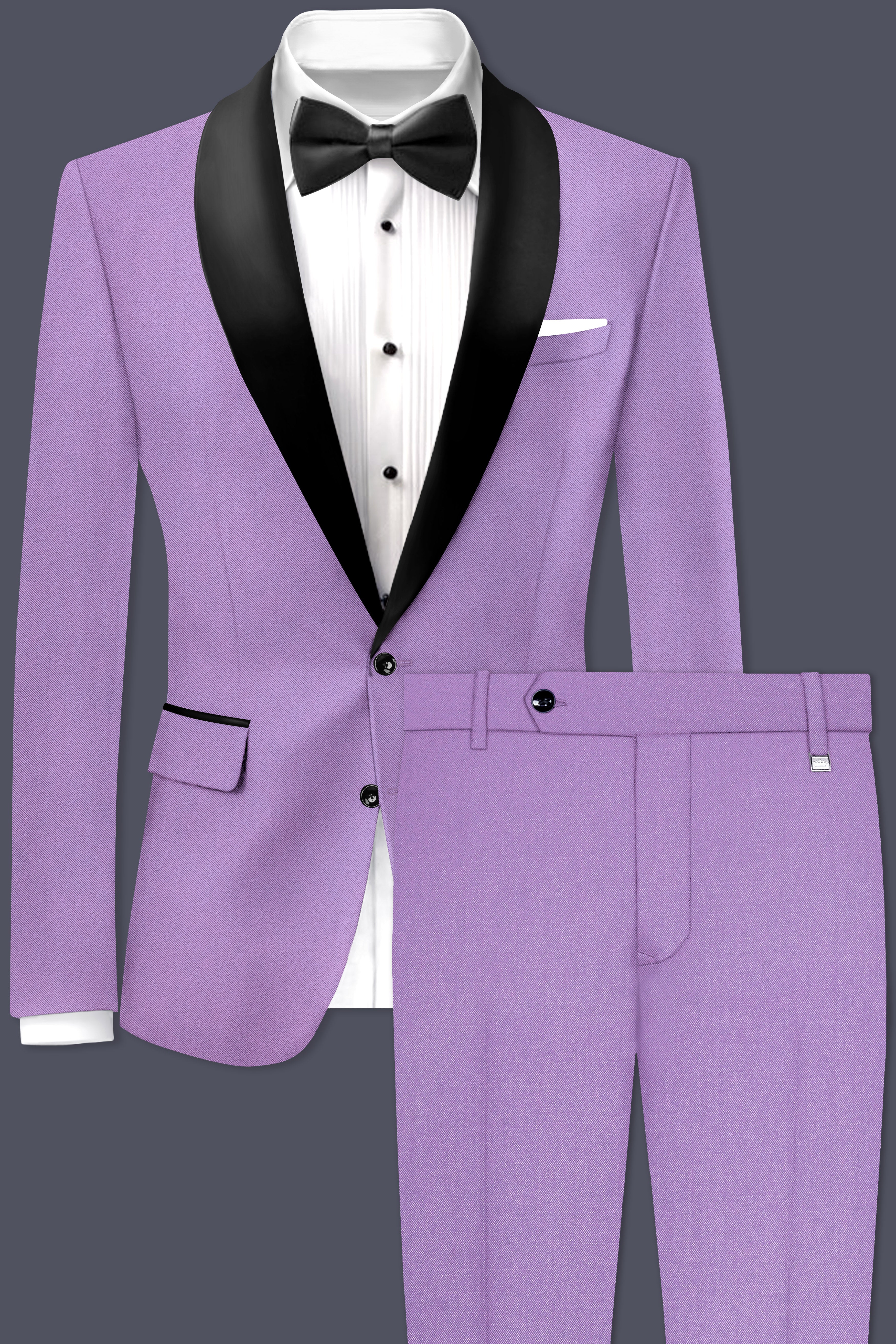 Roylen-Mountbatten Purple Wool Rich Tuxedo Slight Stretch Suit