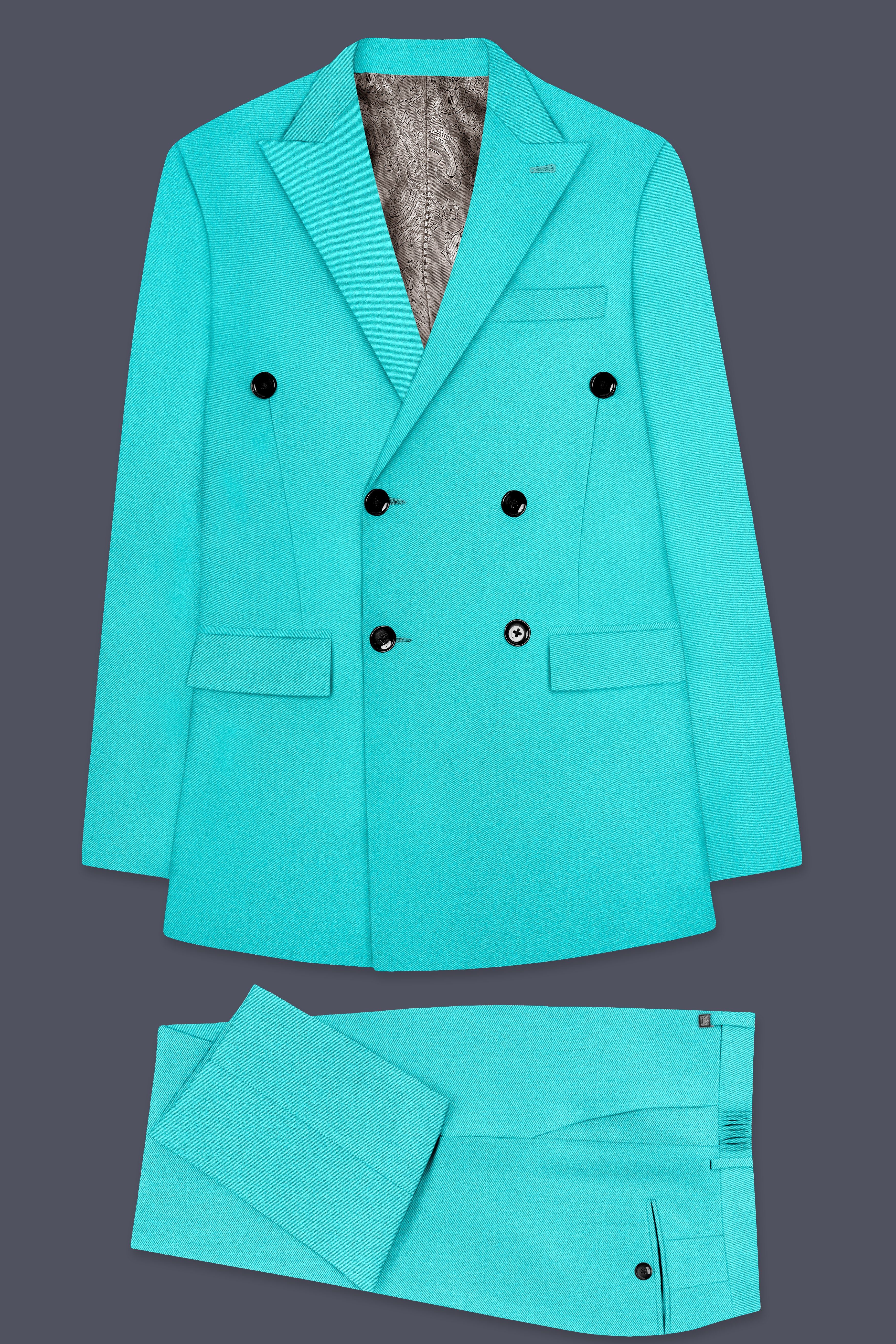 Aegir-Viking Blue Wool Rich Double Breasted Slight Stretch Suit