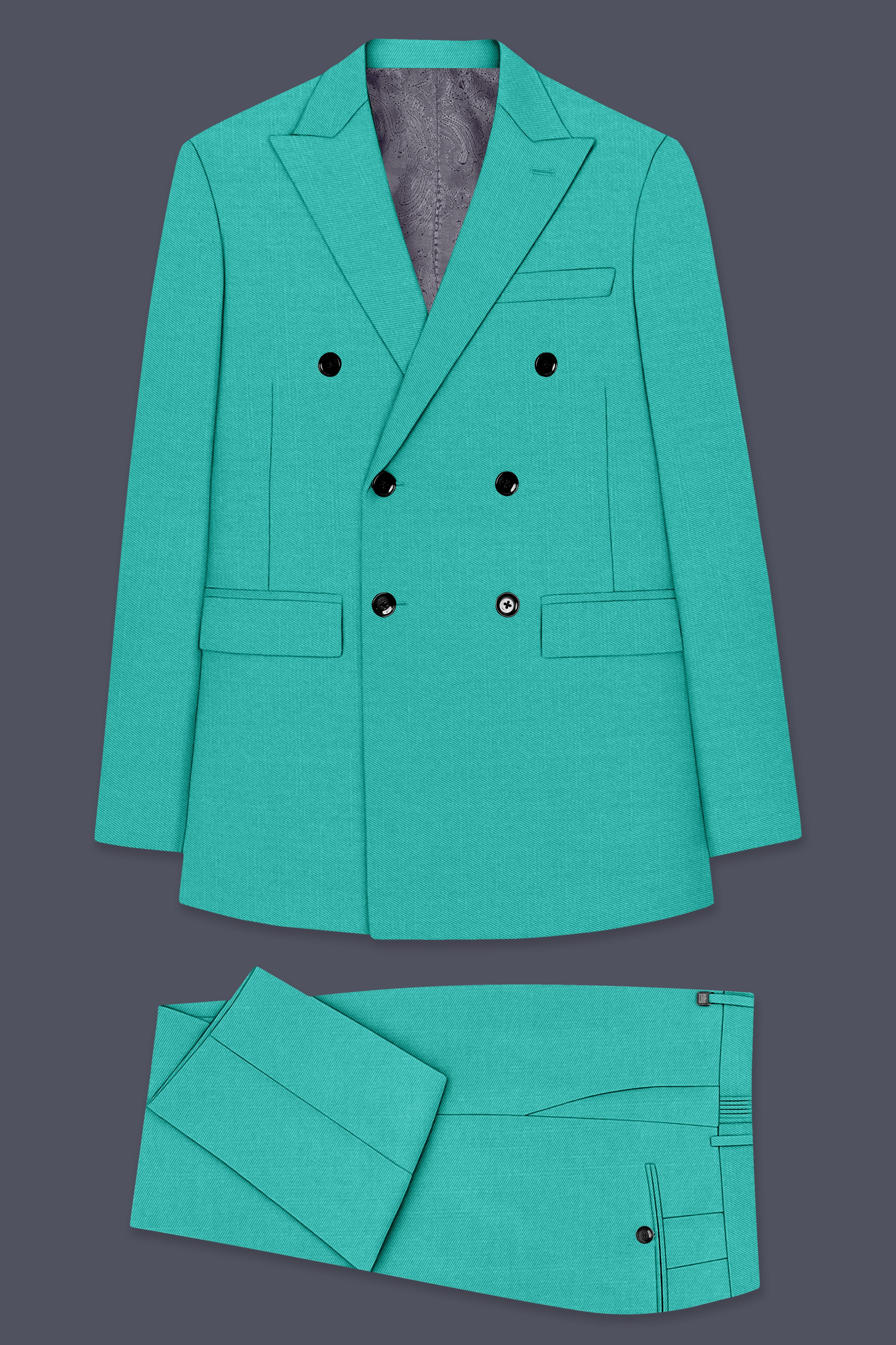 Aegir-Viking Blue Wool Rich Double Breasted Slight Stretch Suit