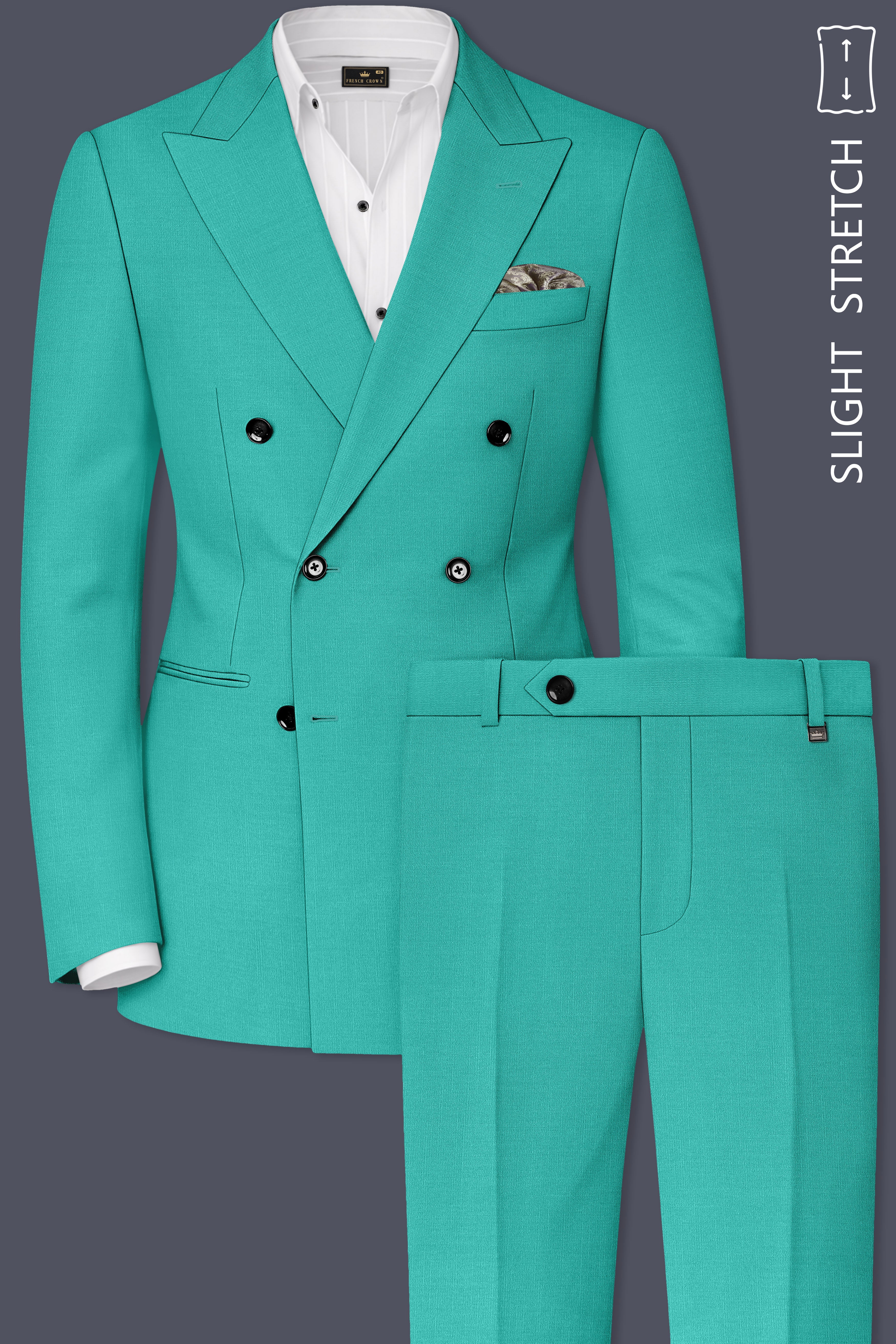 Aegir-Viking Blue Wool Rich Double Breasted Slight Stretch Suit