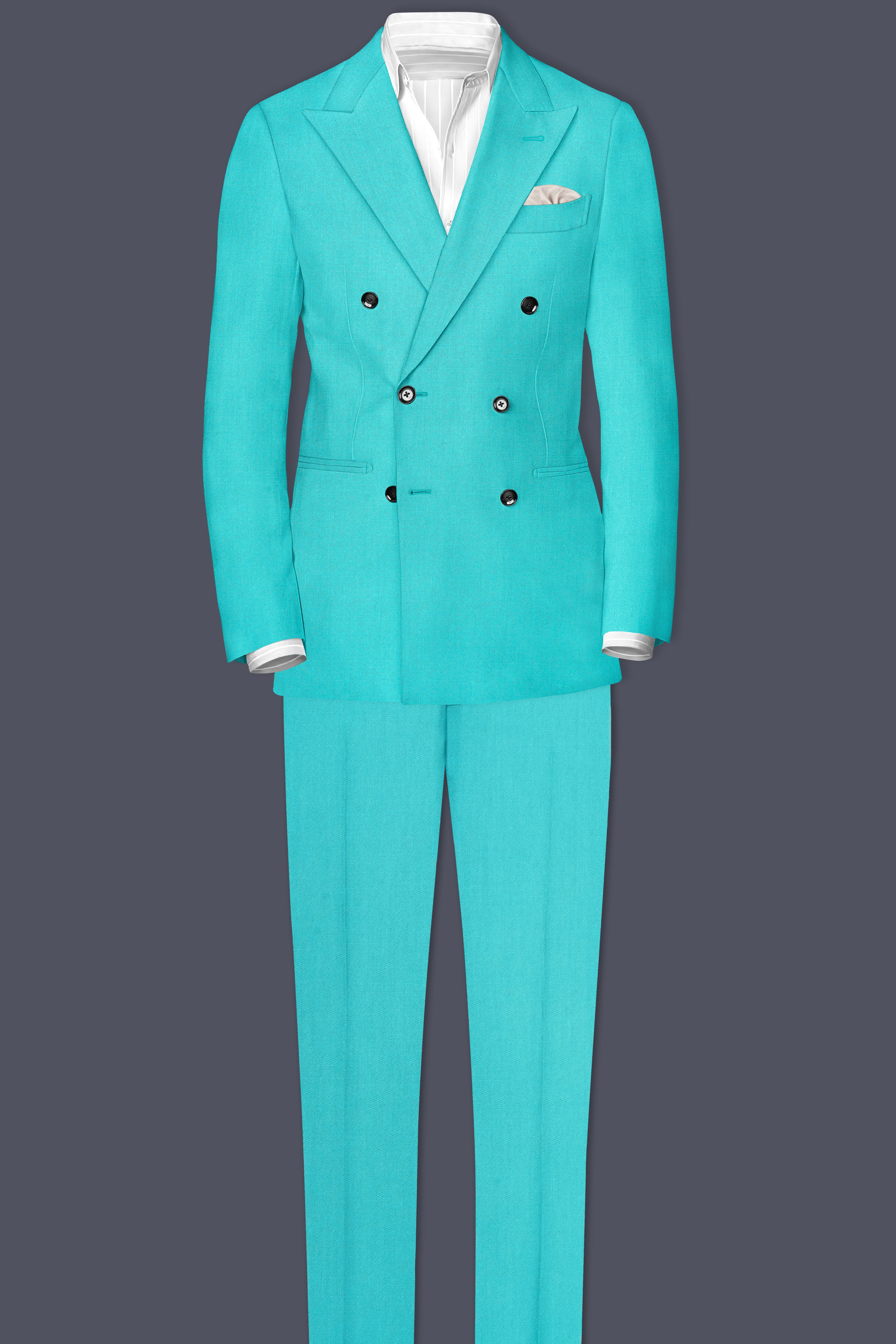 Aegir-Viking Blue Wool Rich Double Breasted Slight Stretch Suit