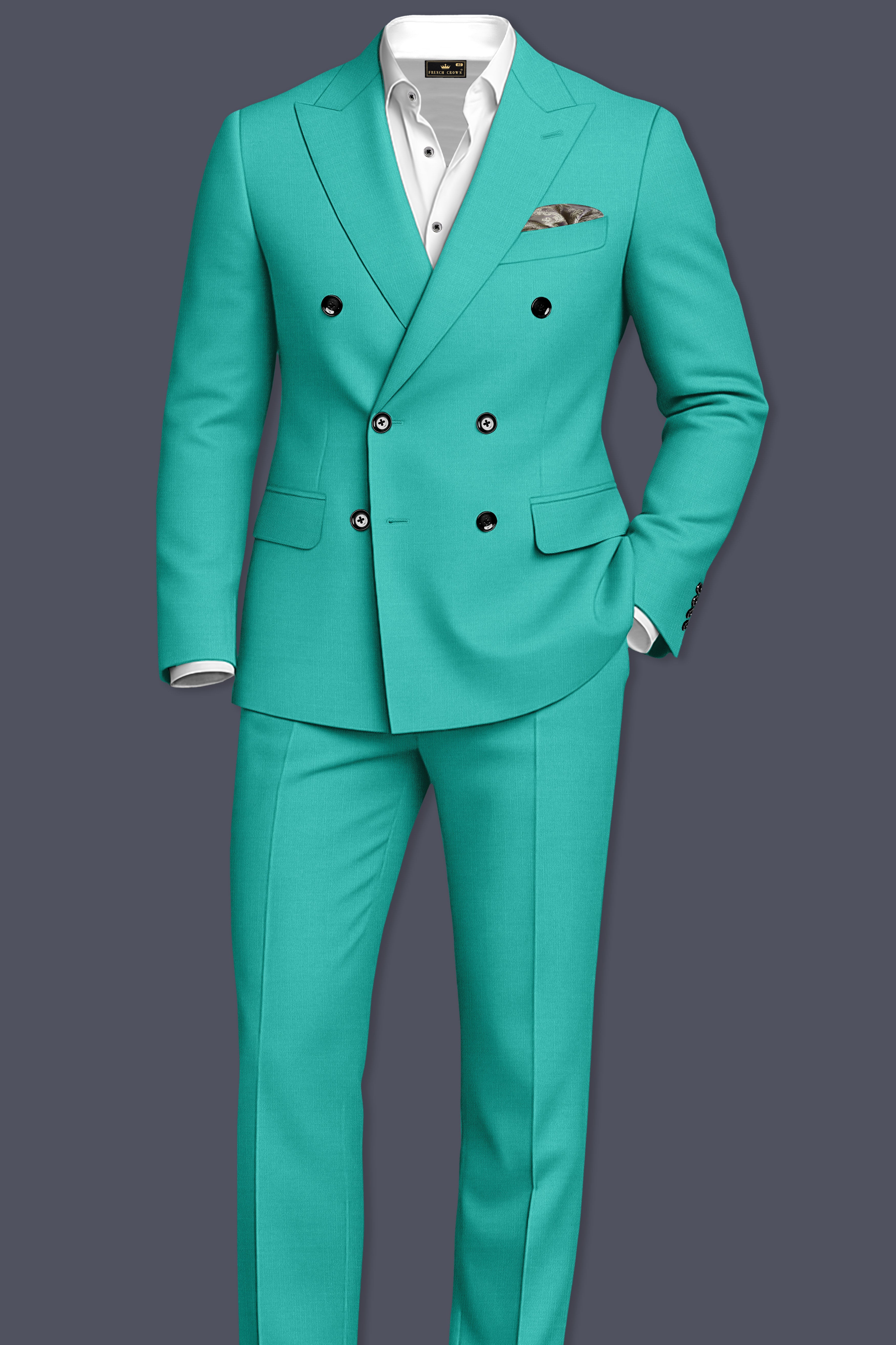 Aegir-Viking Blue Wool Rich Double Breasted Slight Stretch Suit