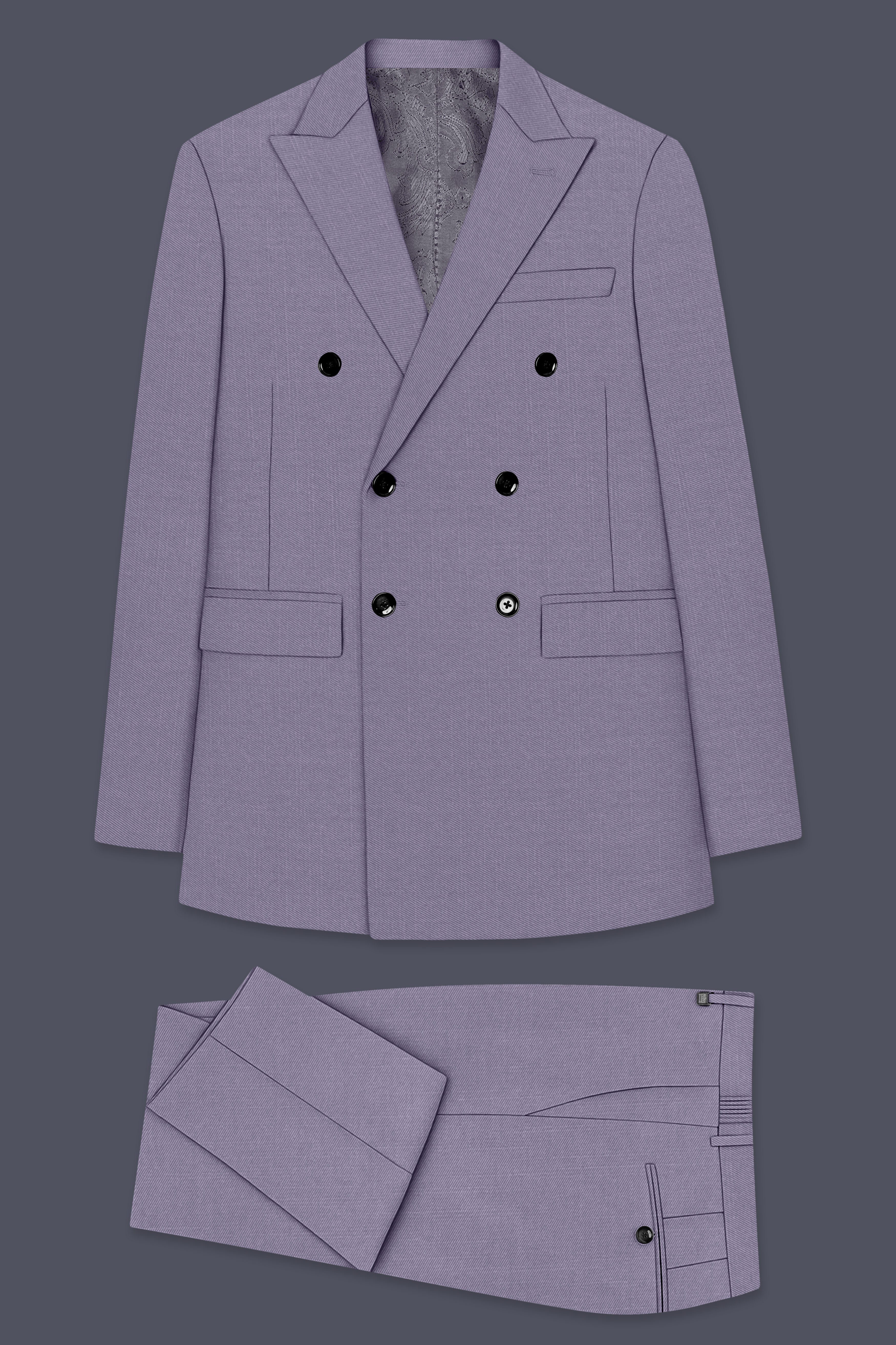 Roylen-Mountbatten Purple Wool Rich Double Breasted Slight Stretch Suit