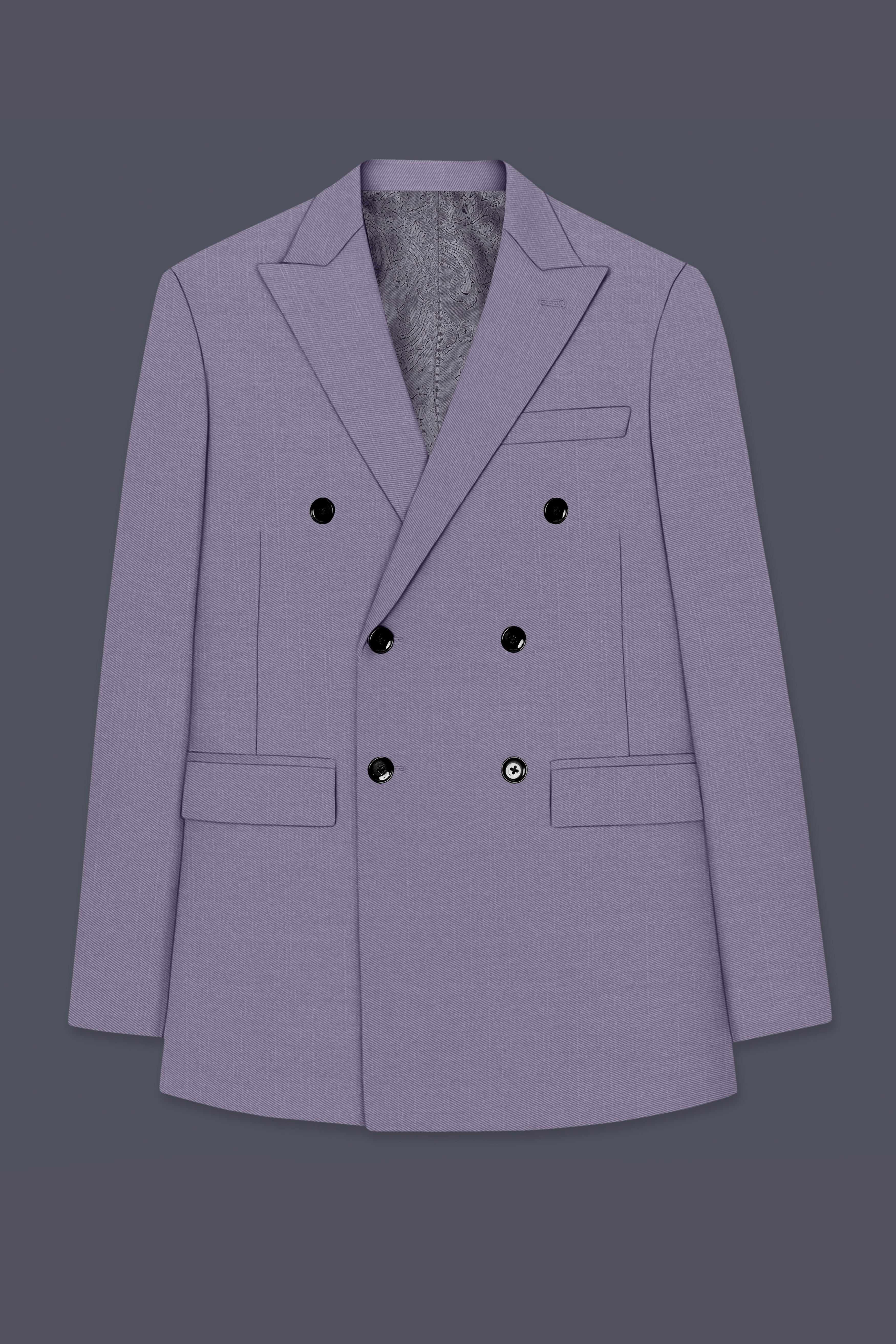Roylen-Mountbatten Purple Wool Rich Double Breasted Slight Stretch Suit