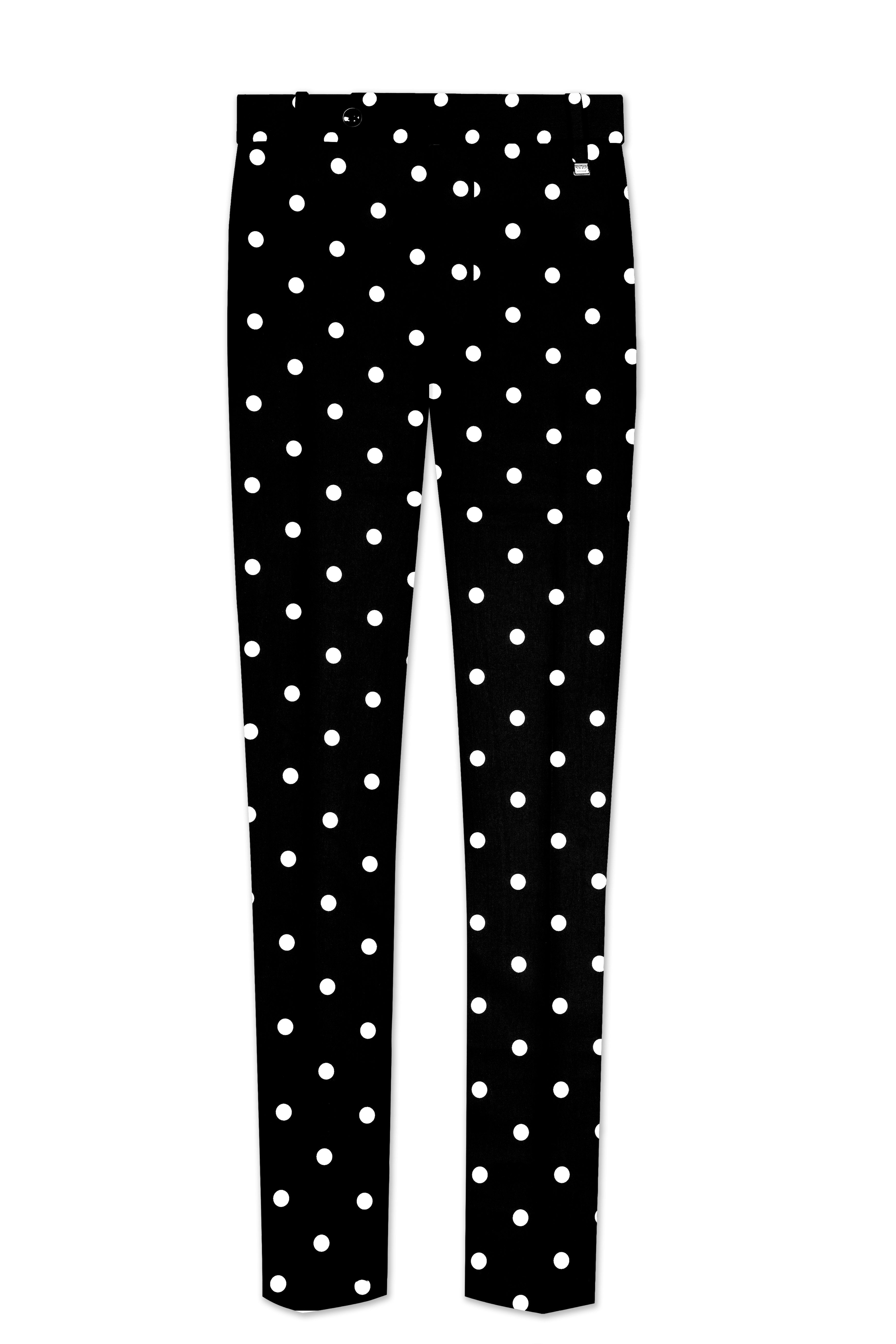 Noirdot-Jade Black Polka Dots Printed Premium Cotton Tuxedo Suit