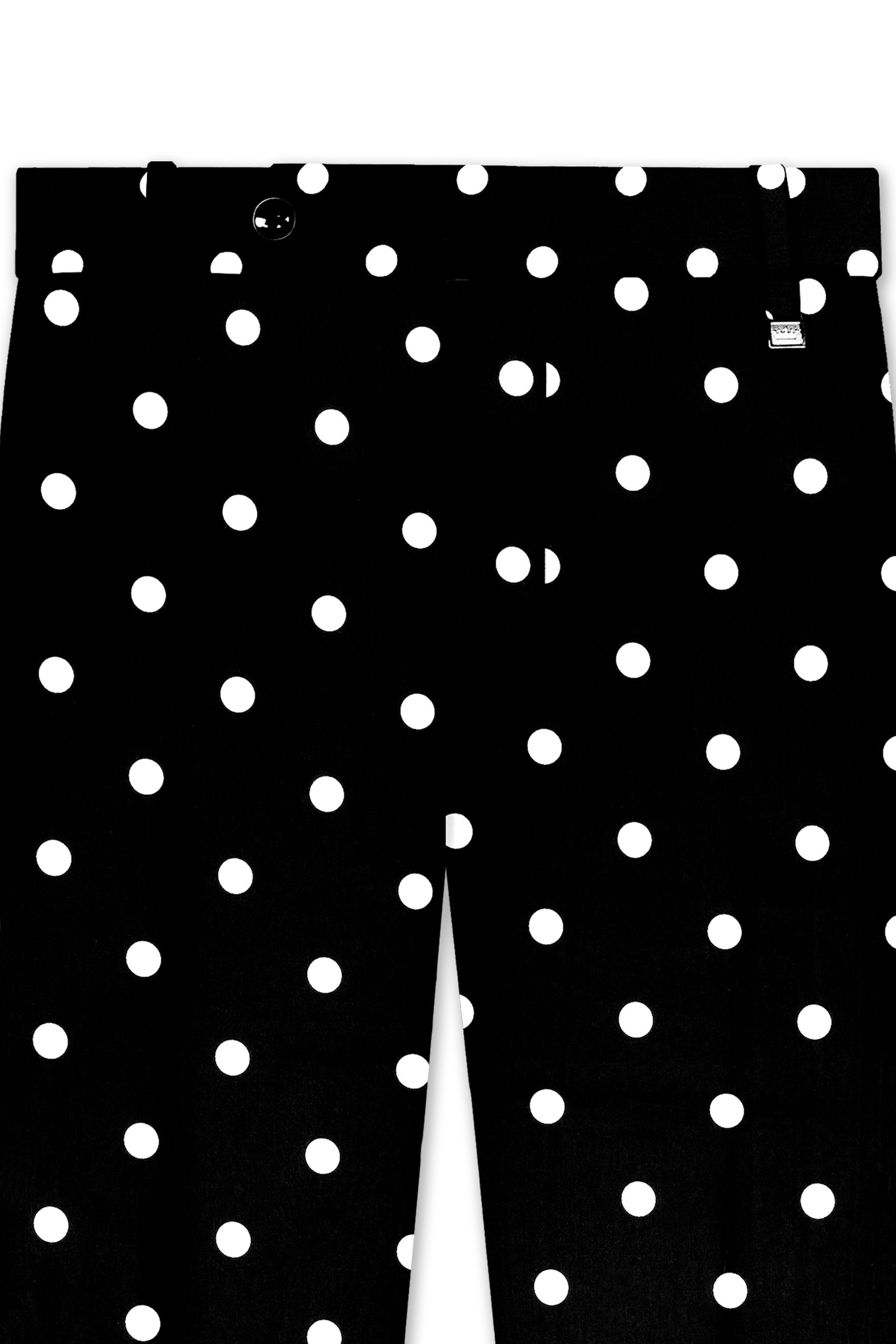 Noirdot-Jade Black Polka Dots Printed Premium Cotton Peak Lapel Tuxedo Suit