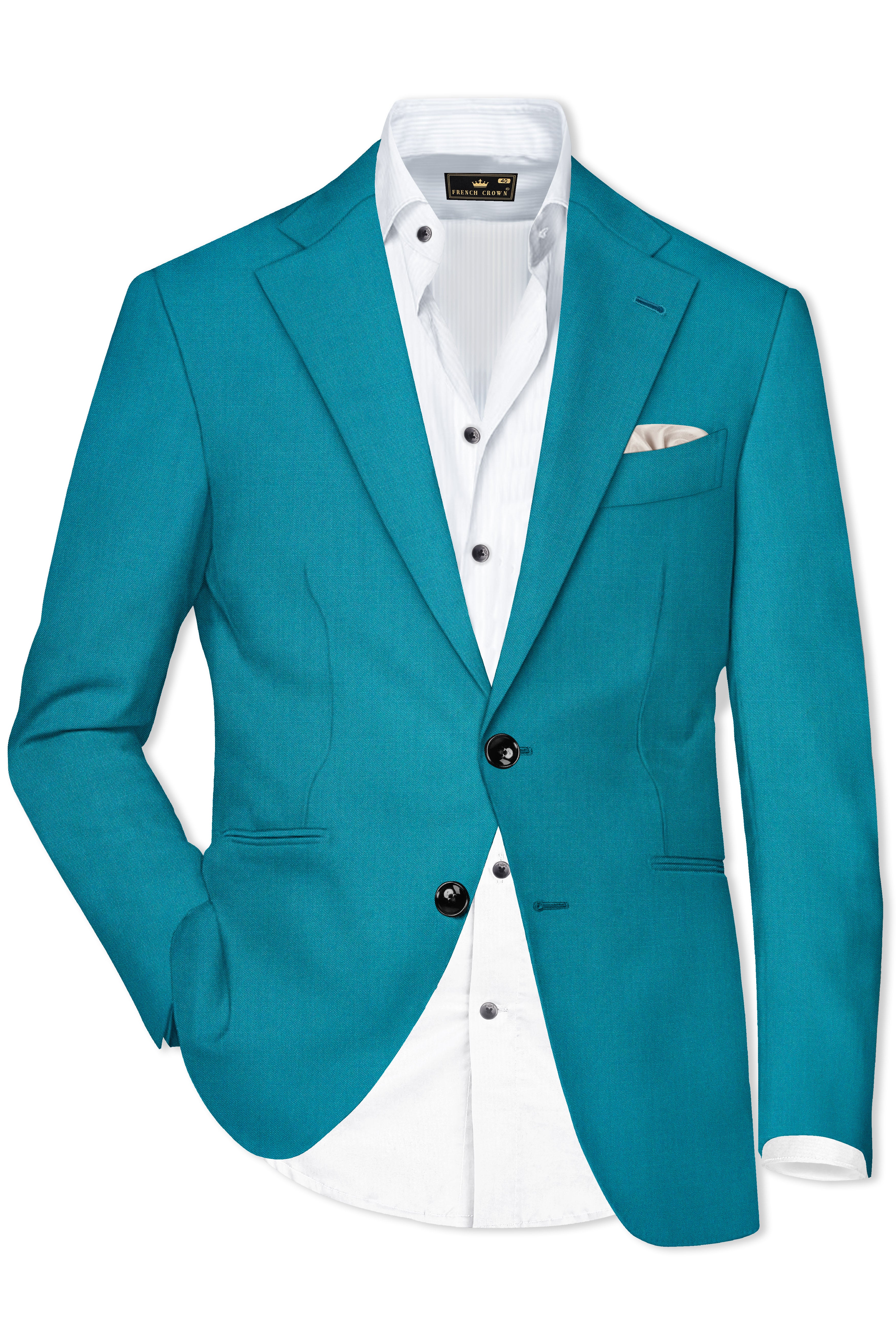 Zephir-Surfie Green Wool Rich Sningle Breasted Slight Stretch Suit