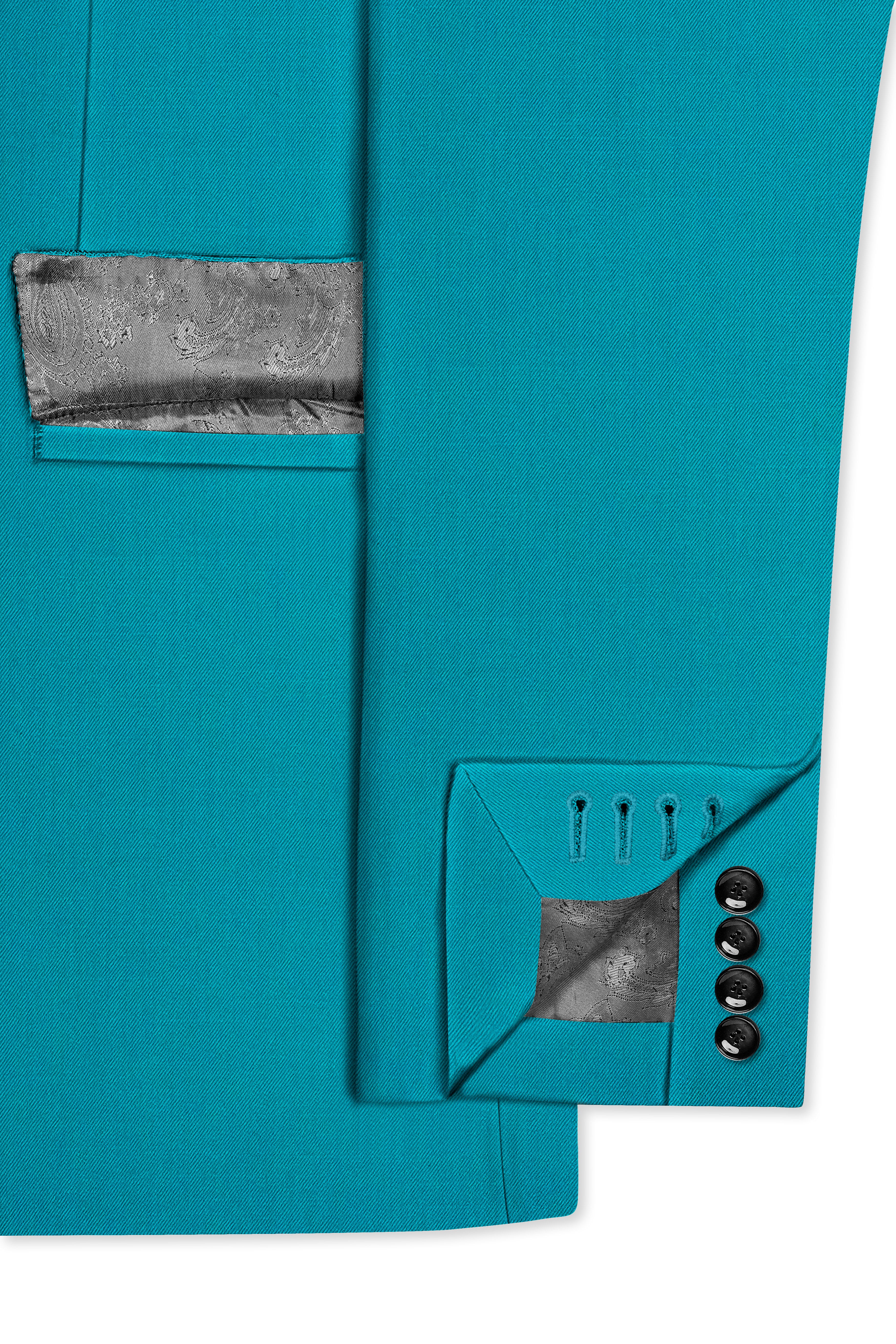 Zephir-Surfie Green Wool Rich Sningle Breasted Slight Stretch Suit