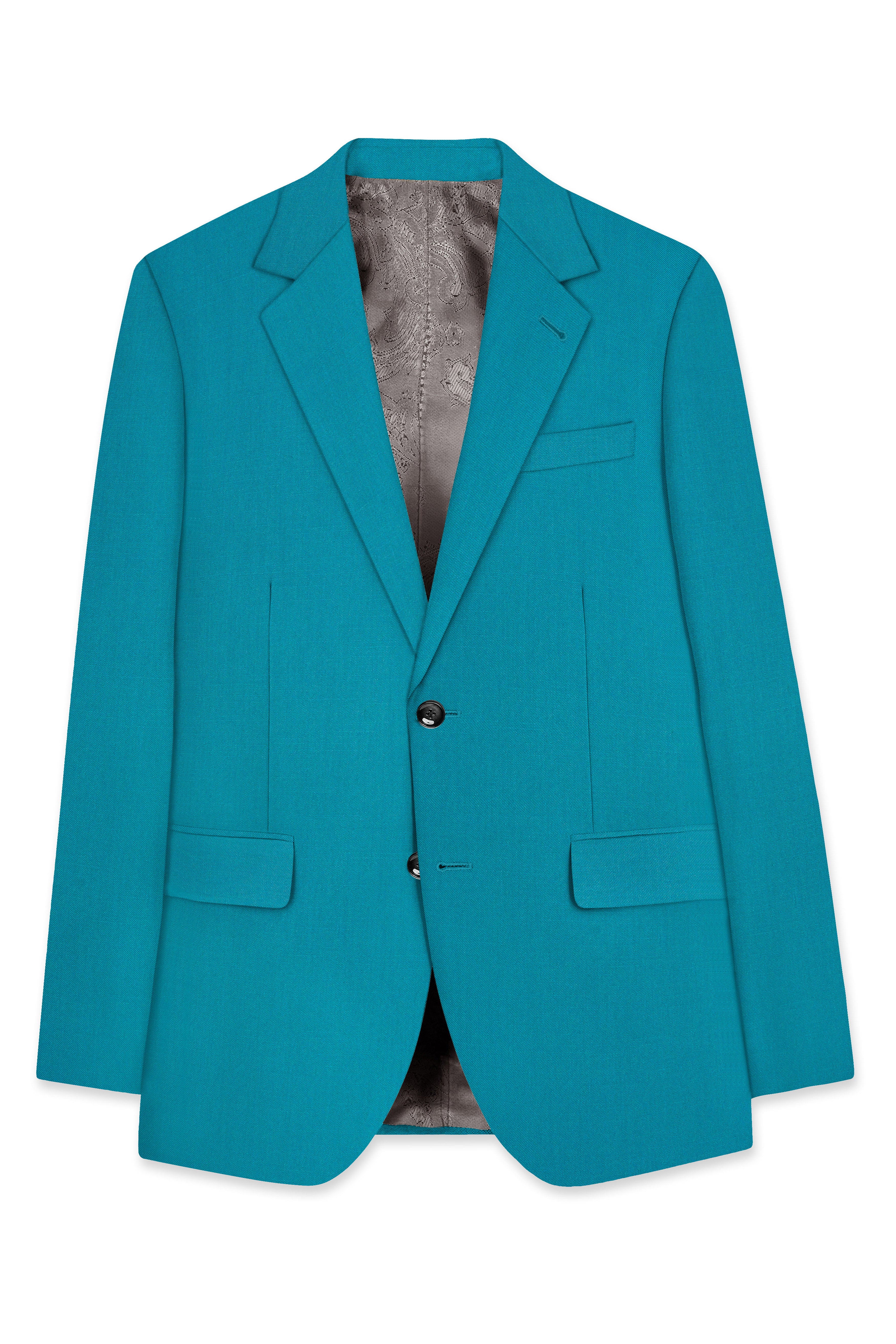 Zephir-Surfie Green Wool Rich Sningle Breasted Slight Stretch Suit