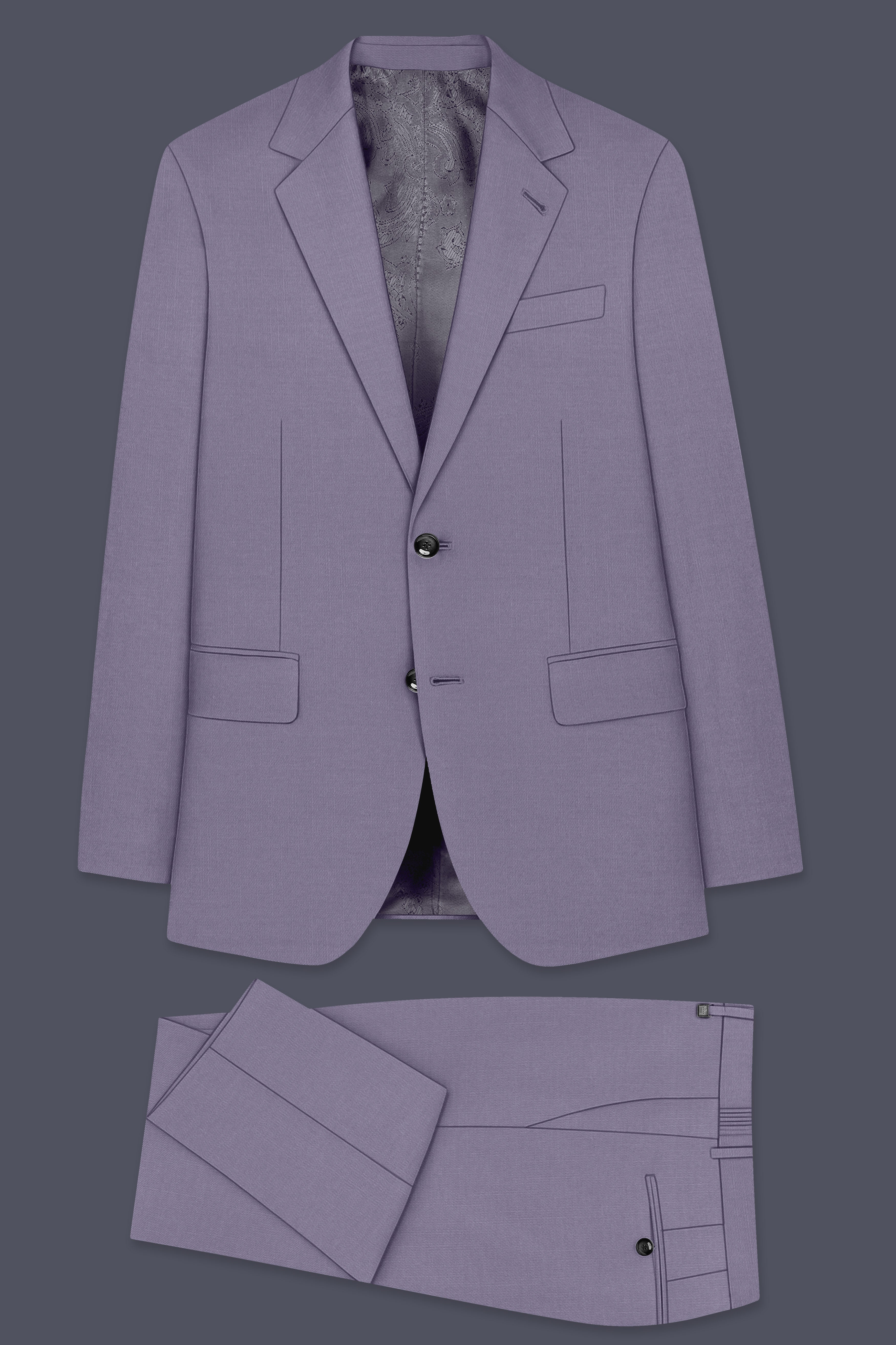Roylen-Mountbatten Purple Wool Rich Single Breasted Slight Stretch Suit