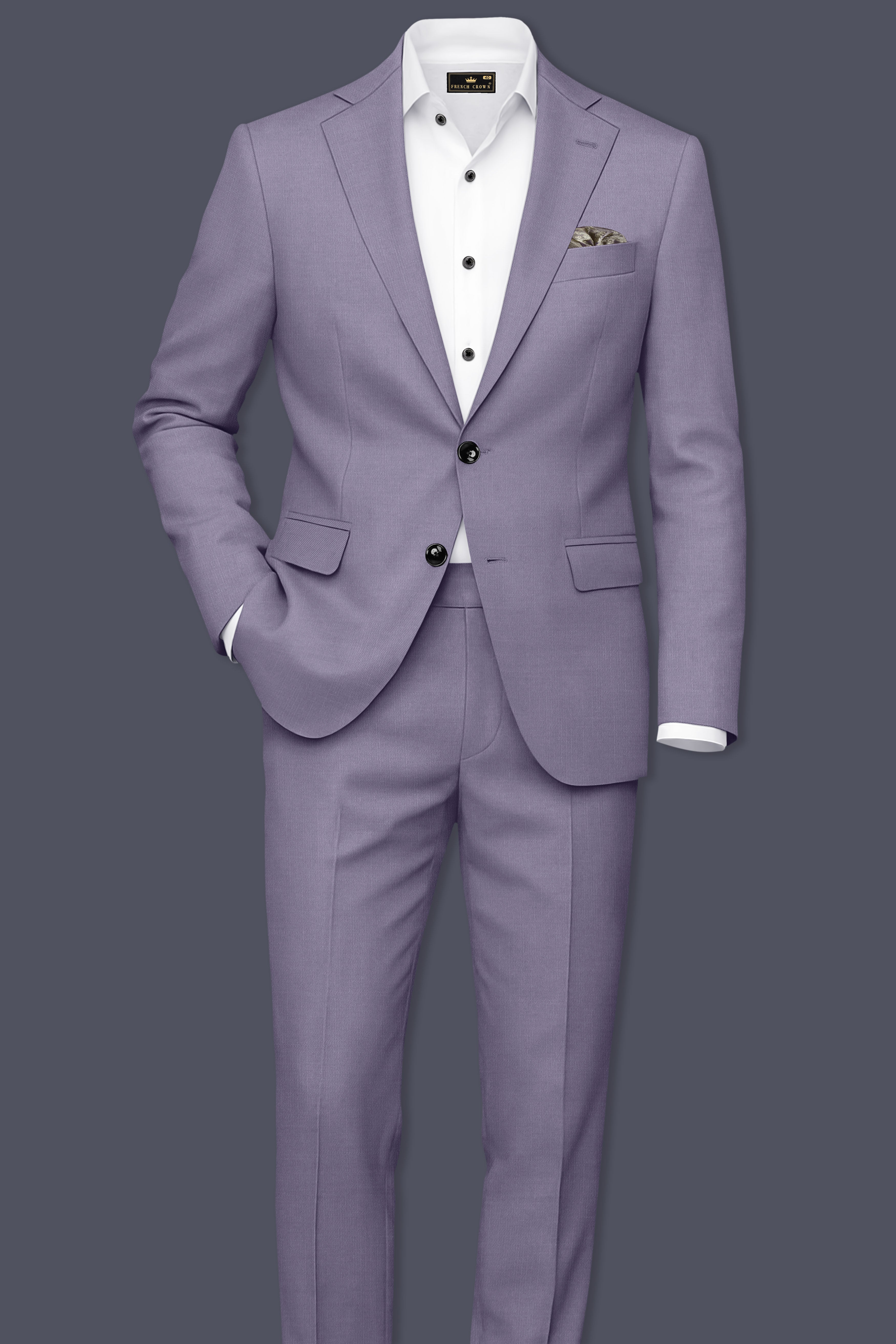 Roylen-Mountbatten Purple Wool Rich Single Breasted Slight Stretch Suit