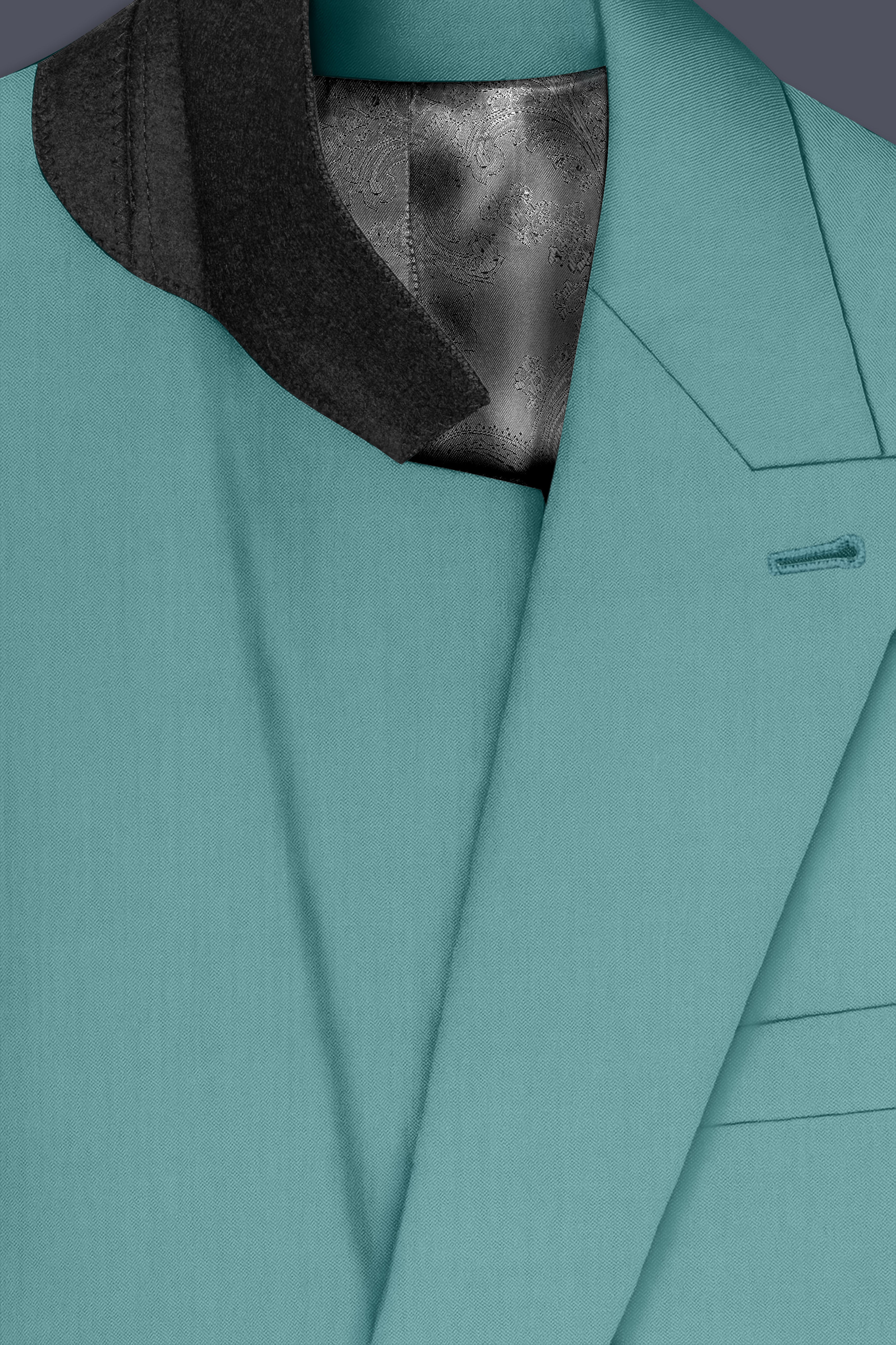 Travirid-Gothic Green Wool Rich Double Breasted Slight Stretch Suit