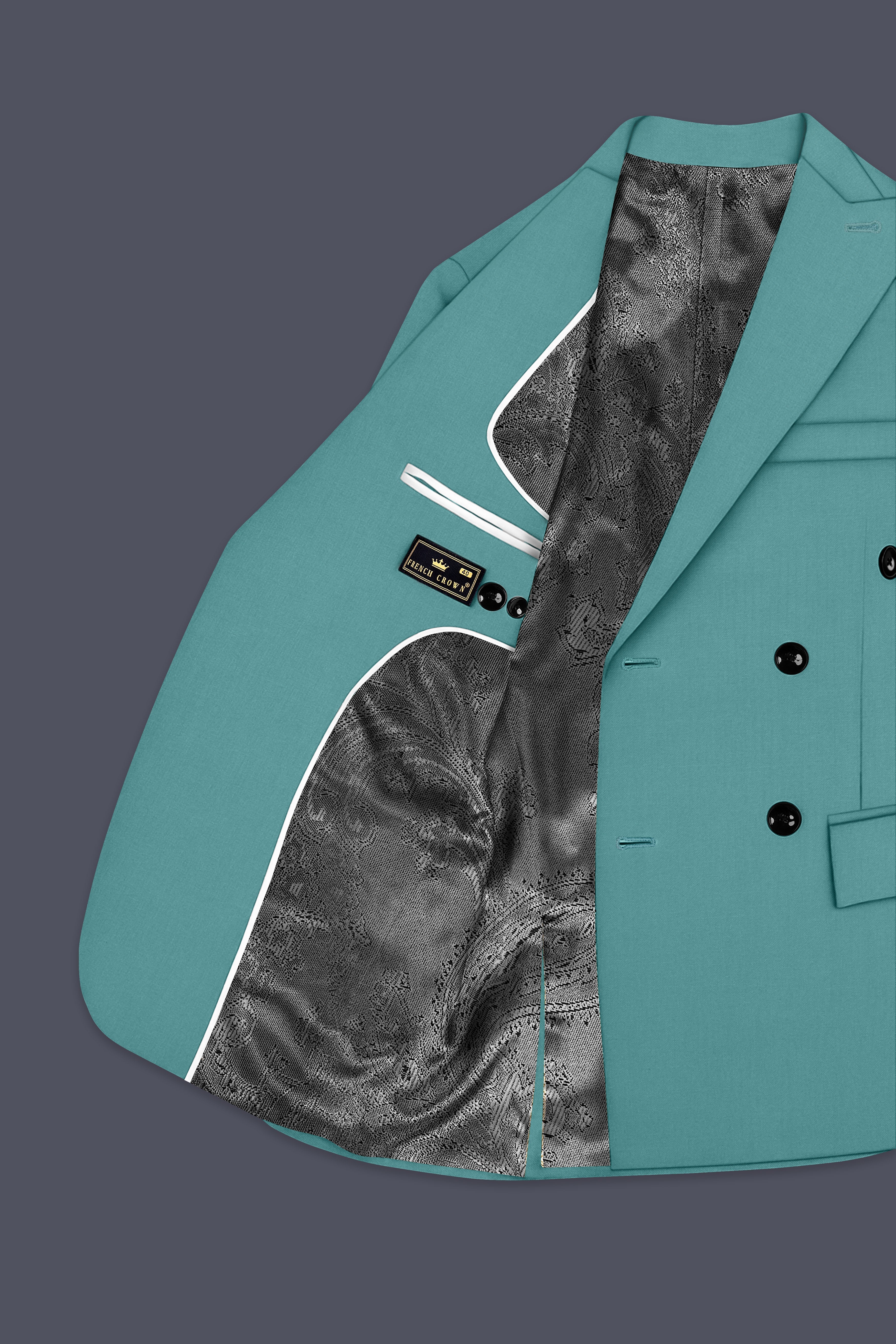 Travirid-Gothic Green Wool Rich Double Breasted Slight Stretch Suit