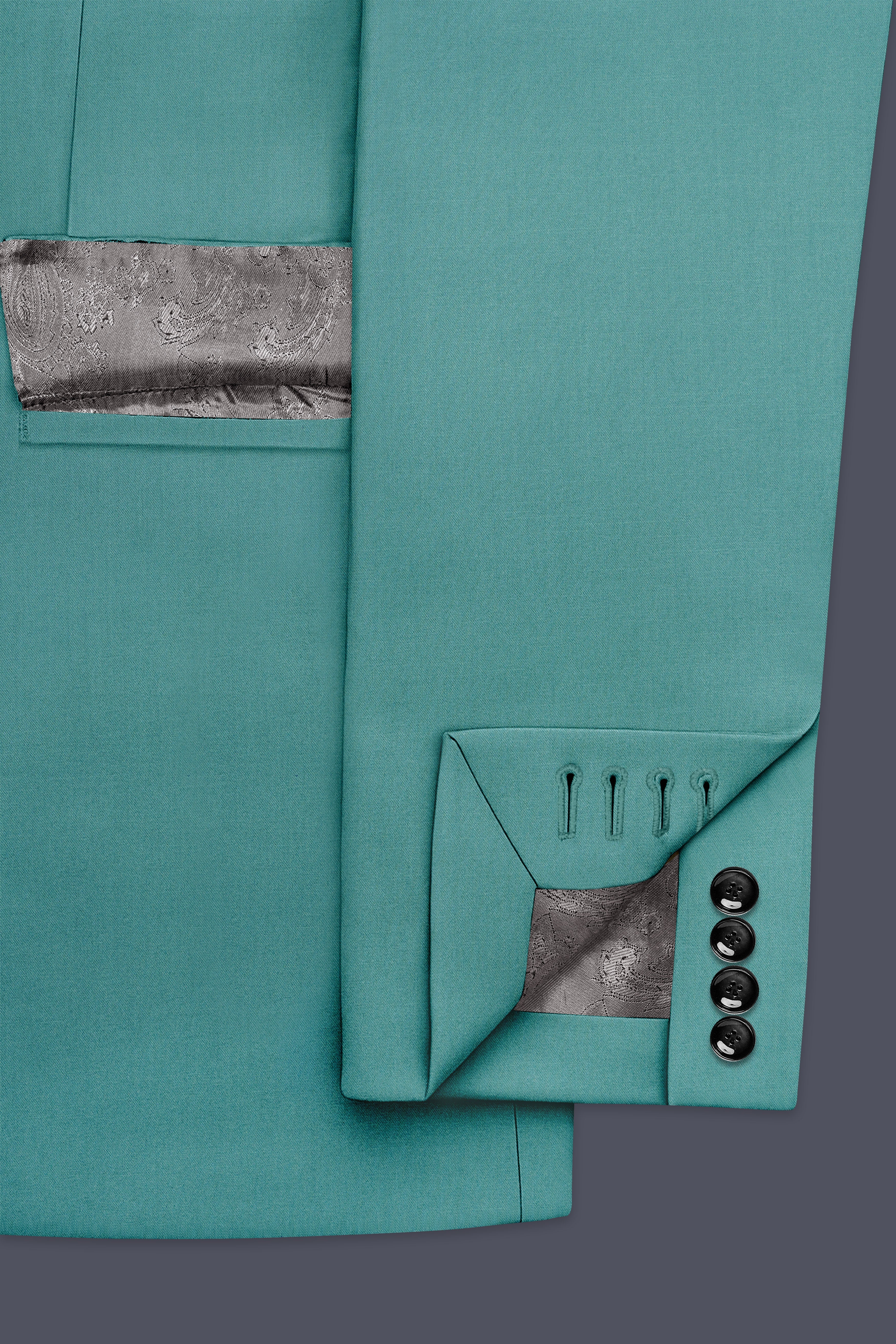 Travirid-Gothic Green Wool Rich Double Breasted Slight Stretch Suit