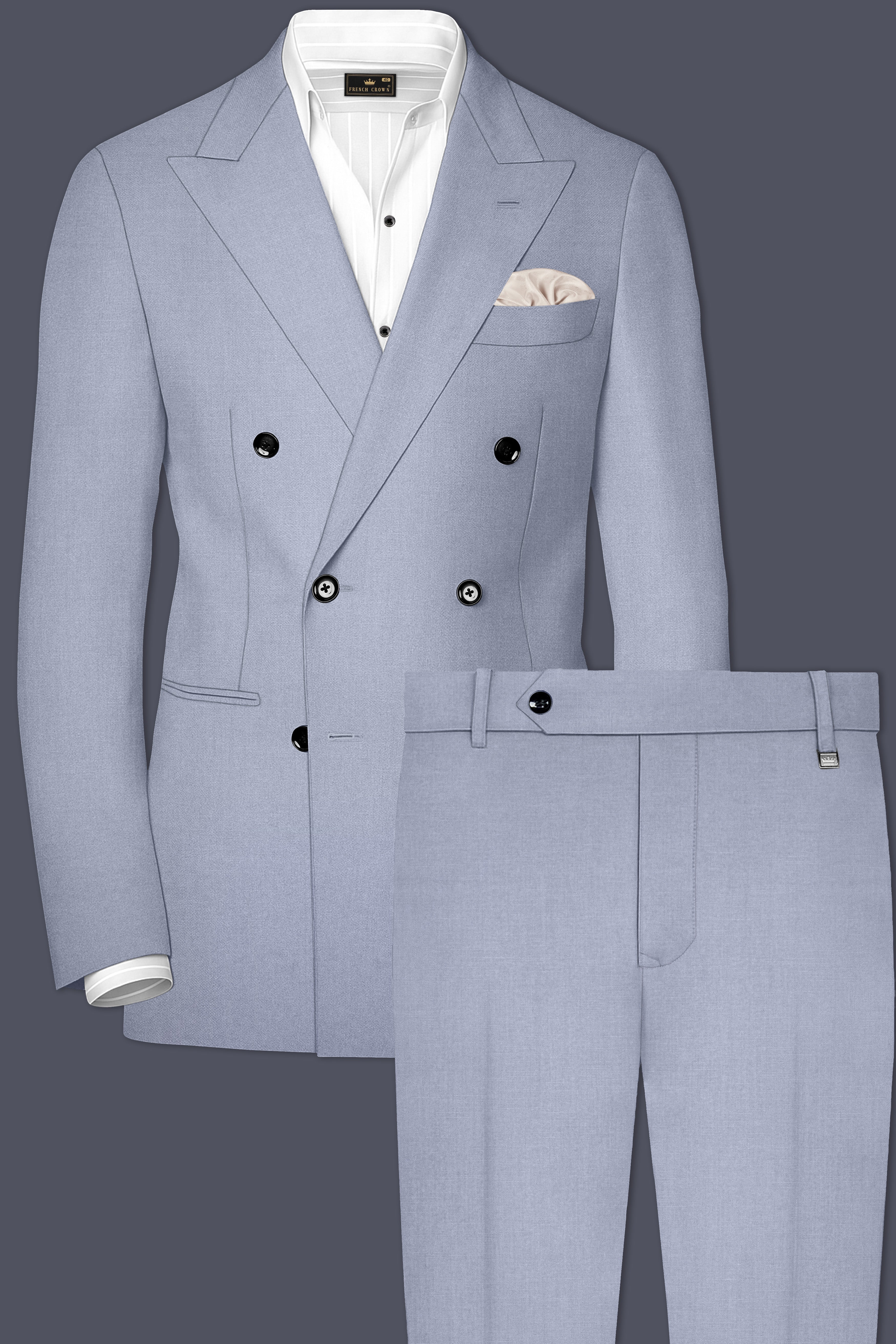 Silgrove-Loblolly Gray Wool Rich Double Breasted Slight Stretch Suit