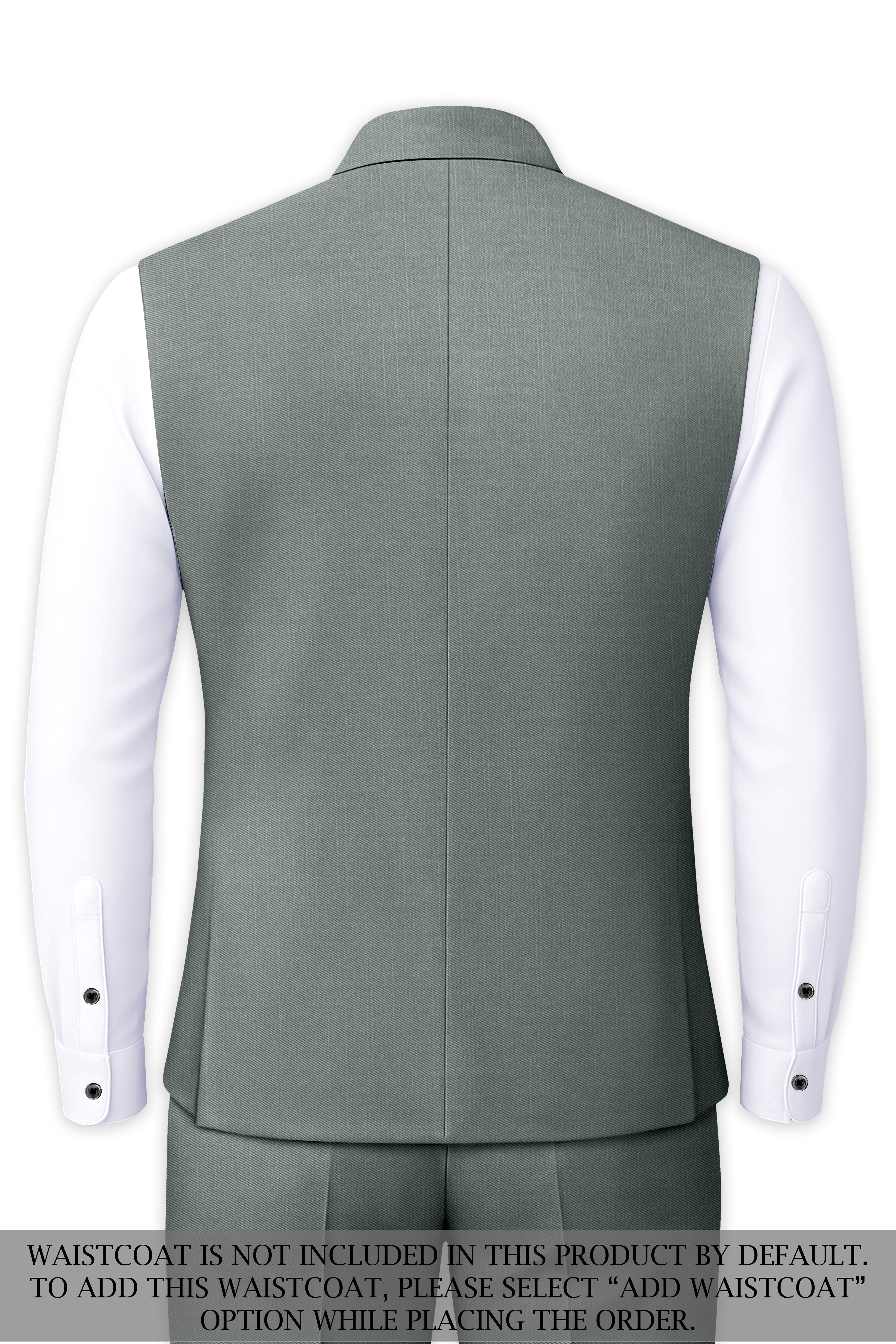 Travliam-William Green Wool Rich Bandhgala Slight Stretch Suit