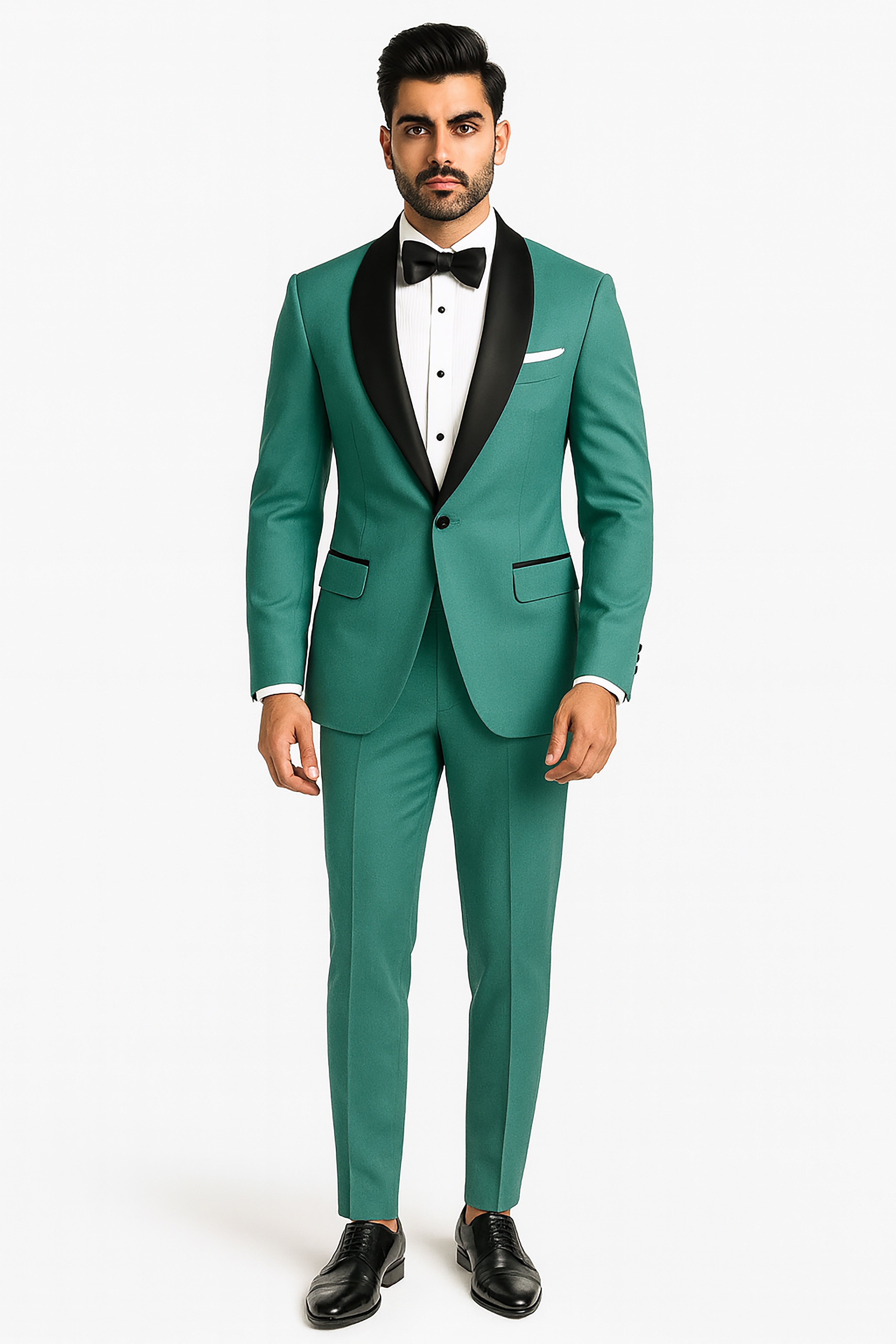 Travirid-Gothic Green Wool Rich Stretchable Traveler Tuxedo Suit