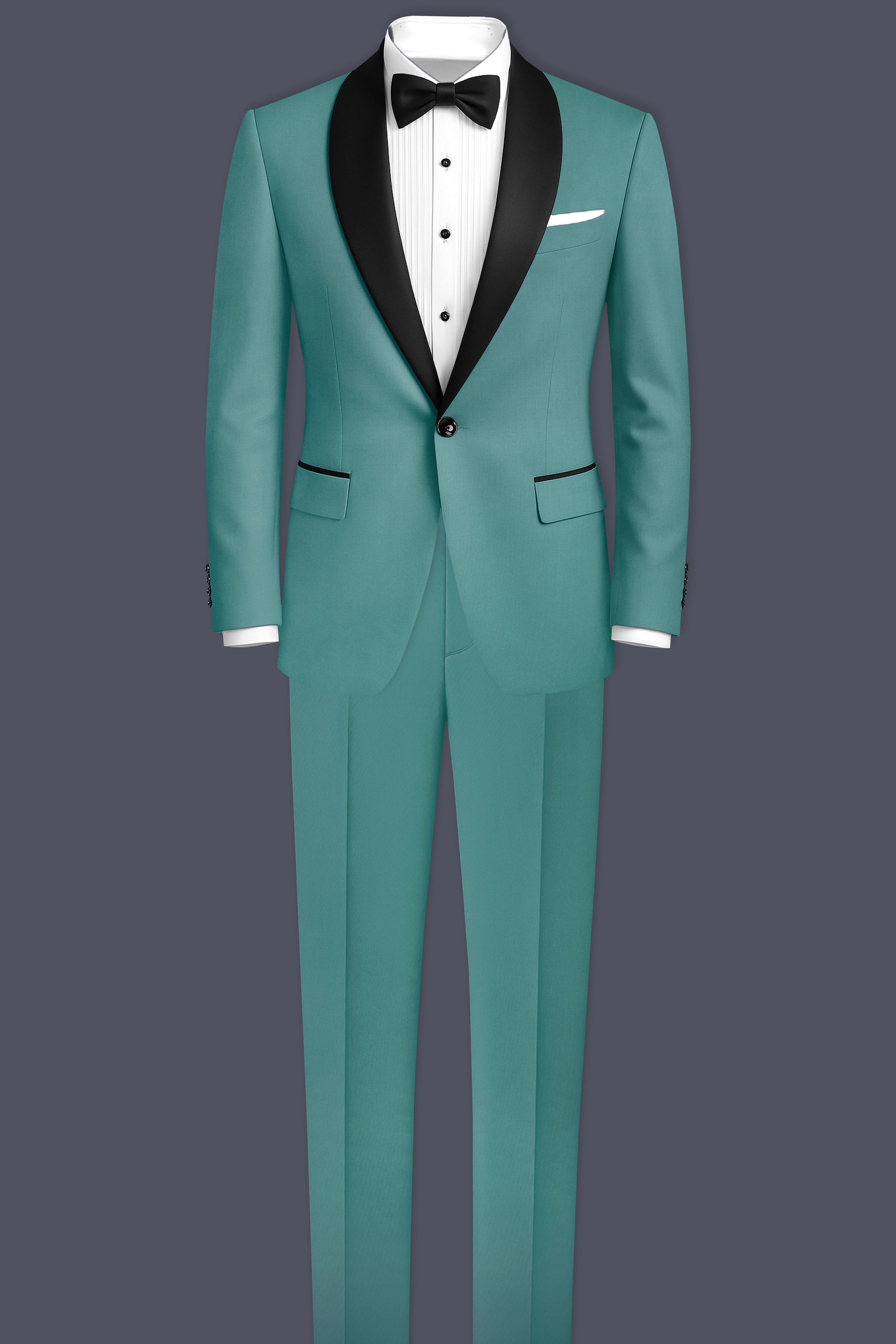 Travirid-Gothic Green Wool Rich Stretchable Traveler Tuxedo Suit