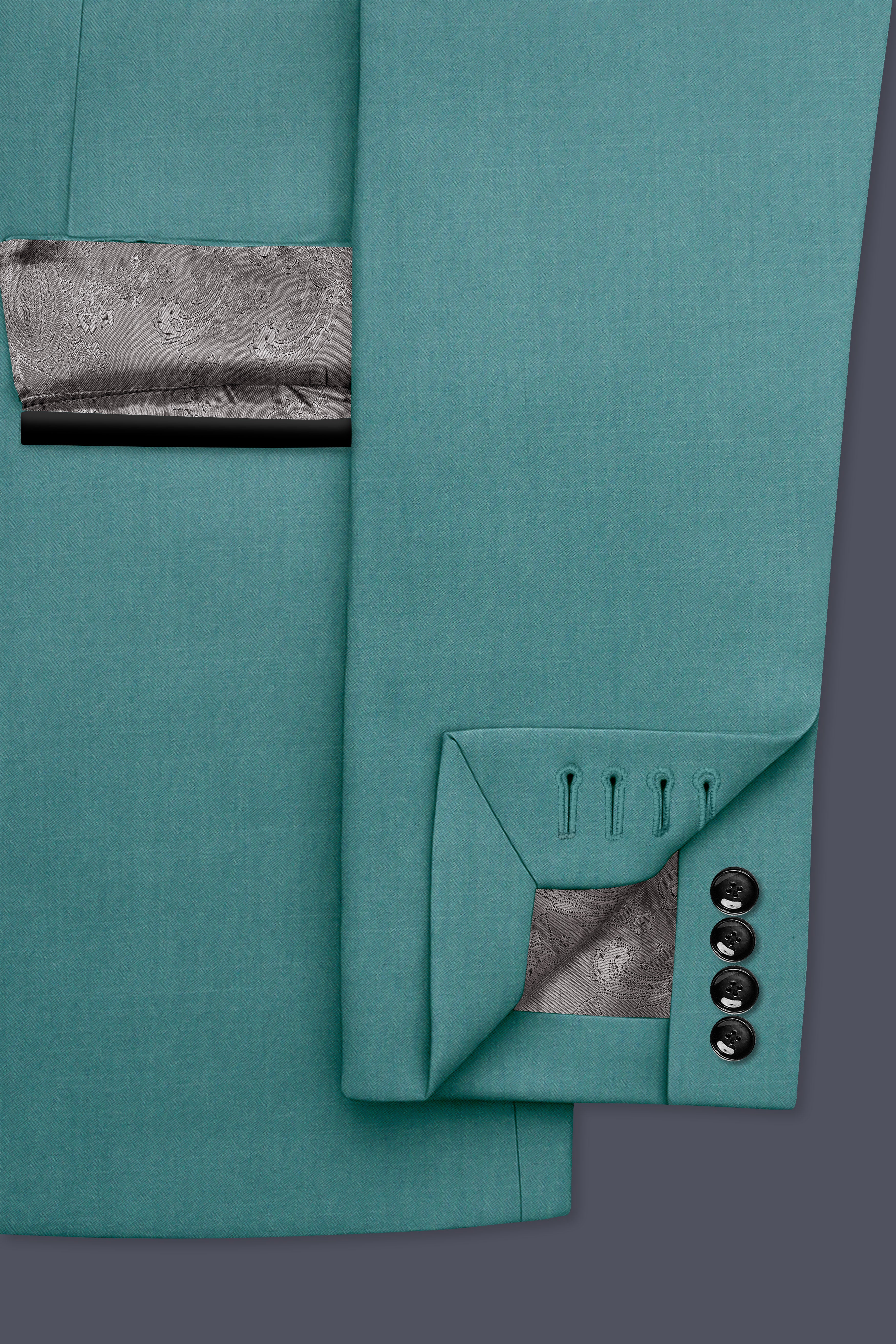 Travirid-Gothic Green Wool Rich Stretchable Traveler Tuxedo Suit
