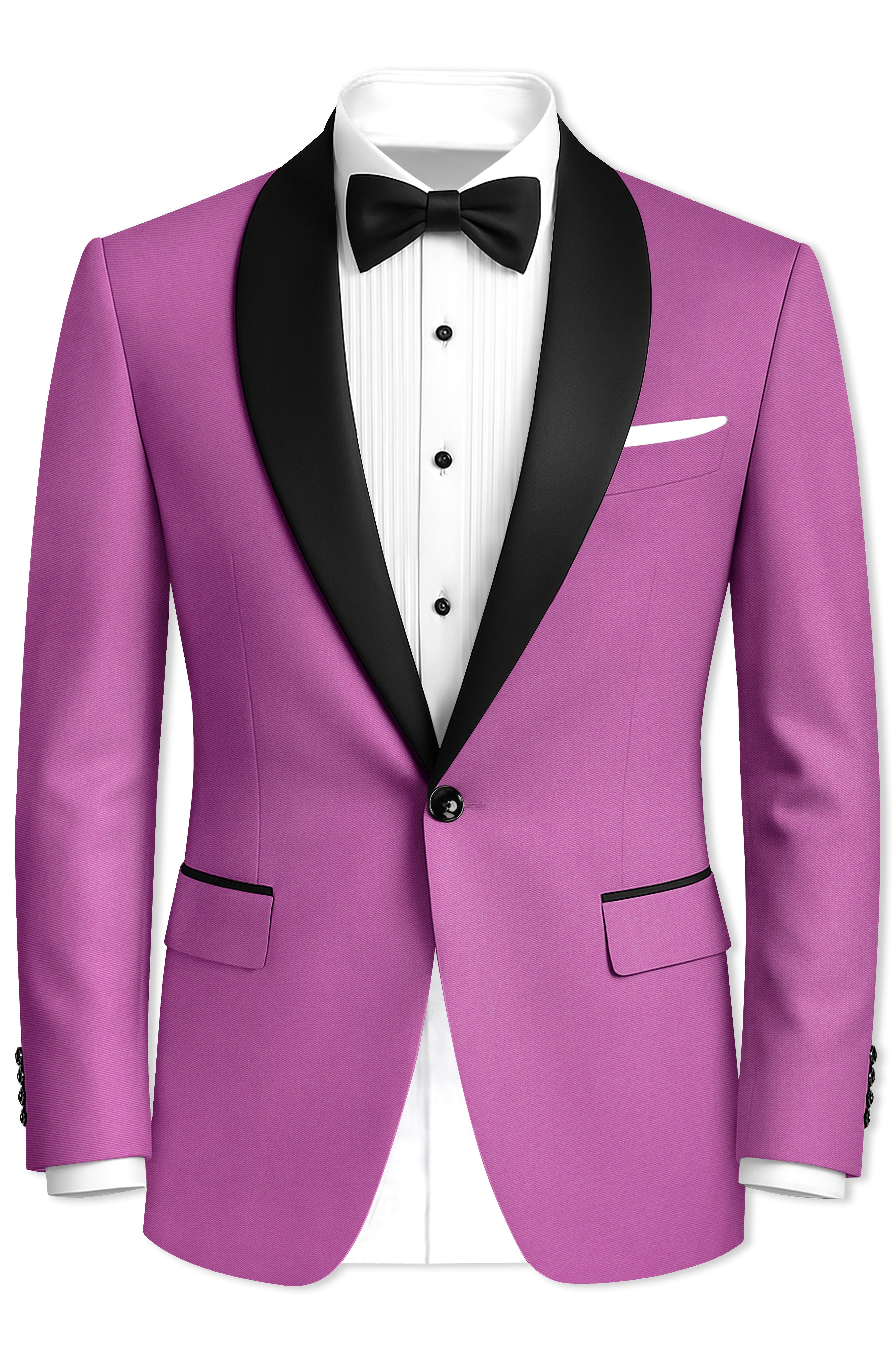 Rosvoy-Trendy Pink Wool Rich Stretchable Traveler Tuxedo Suit