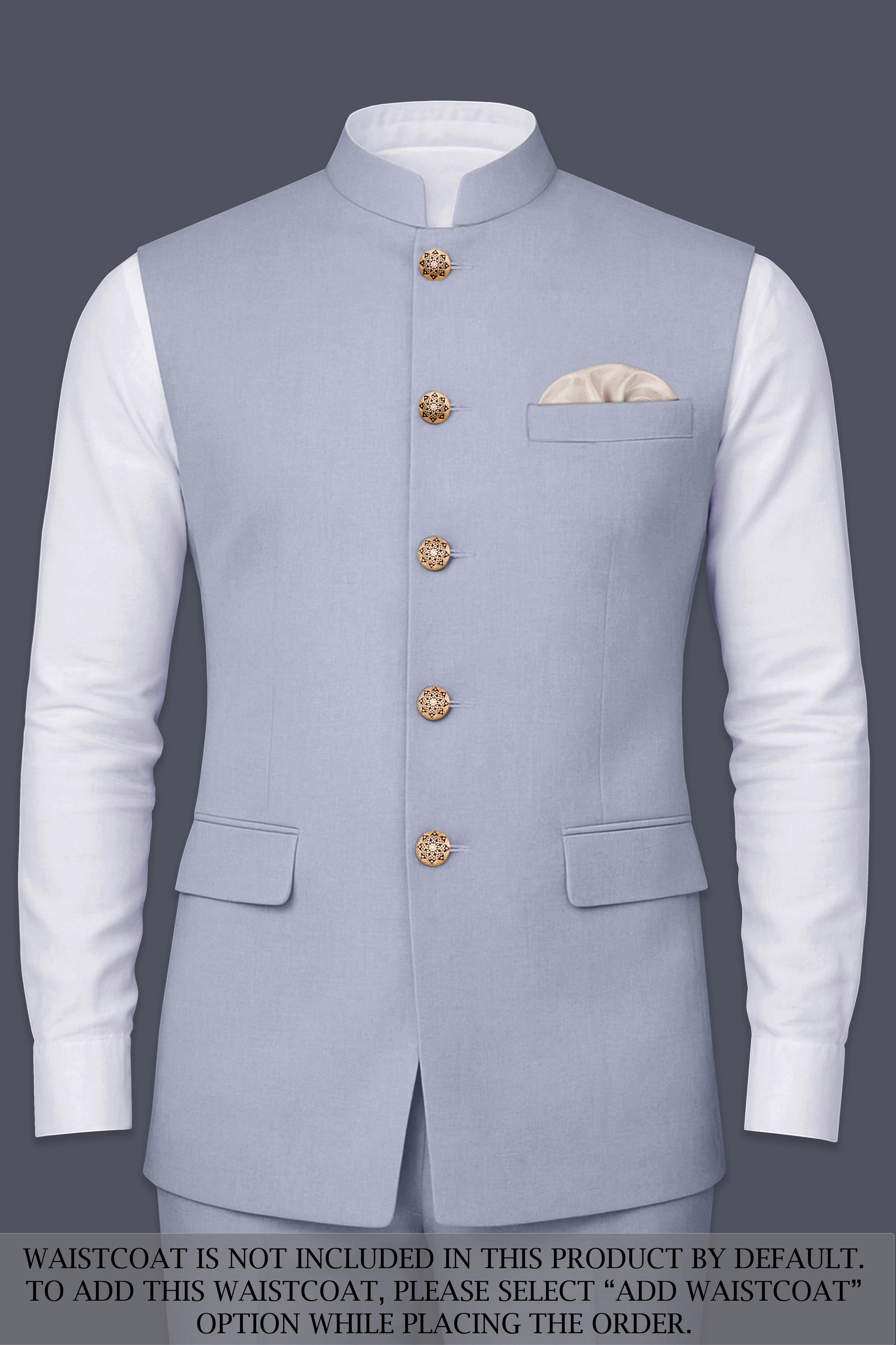 Silgrove-Loblolly Gray Wool Rich Cross Placket Bandhgala Stretchable Traveler Suit