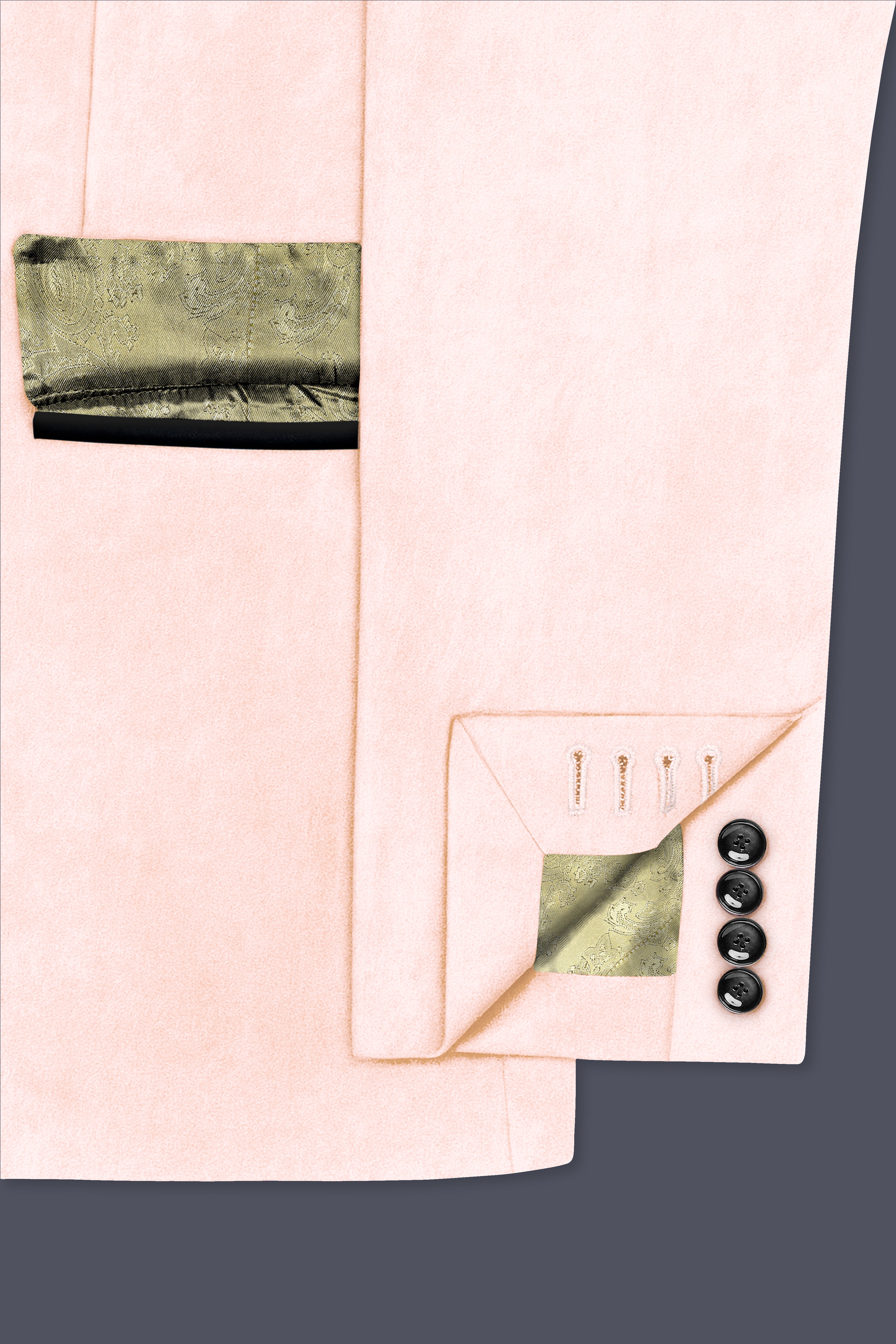 Cremivell-Almond Cream Velvet Peak Lapel Tuxedo Suit