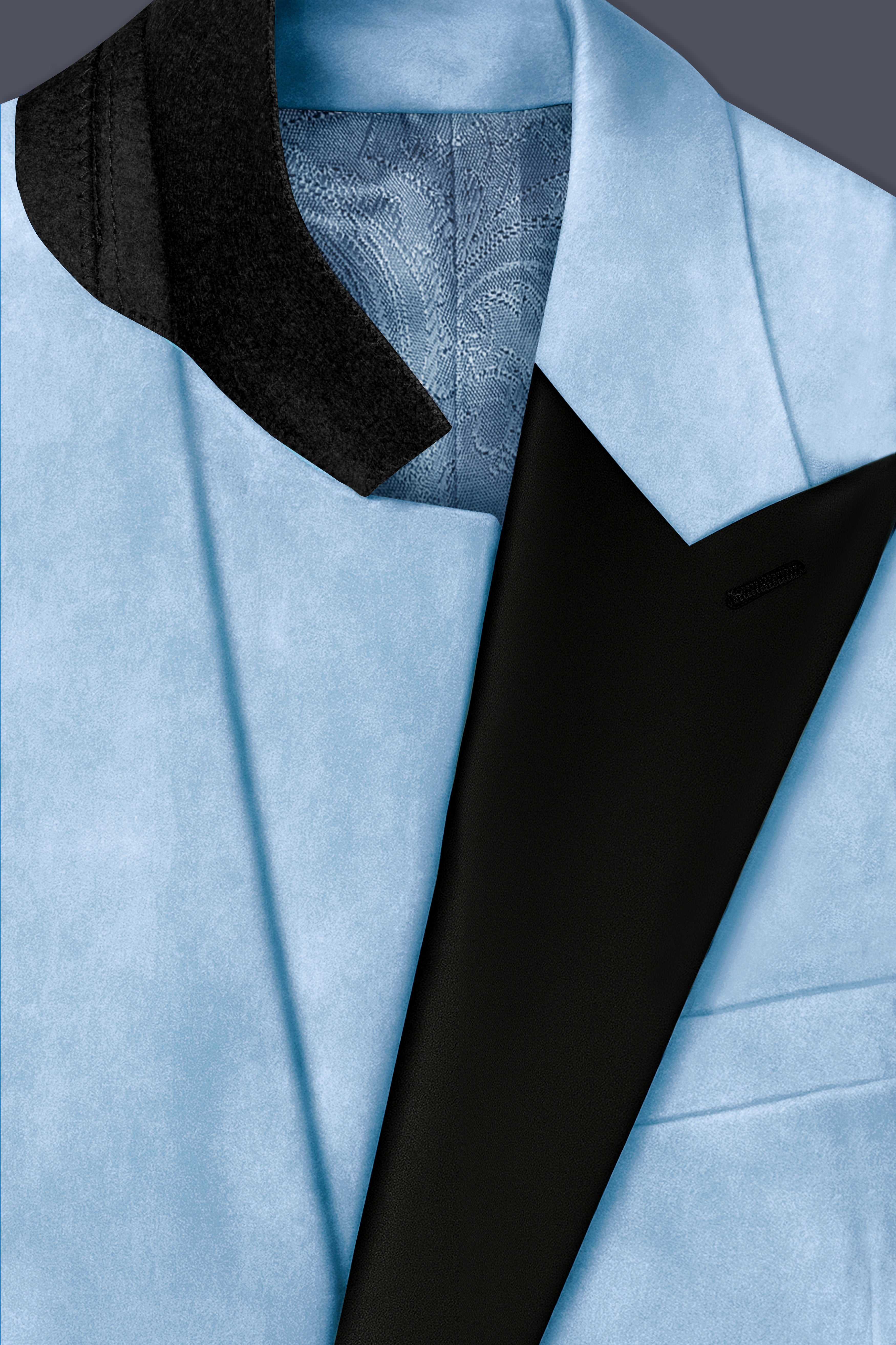 Velairis-Spindle Blue Velvet Peak Lapel Tuxedo Suit