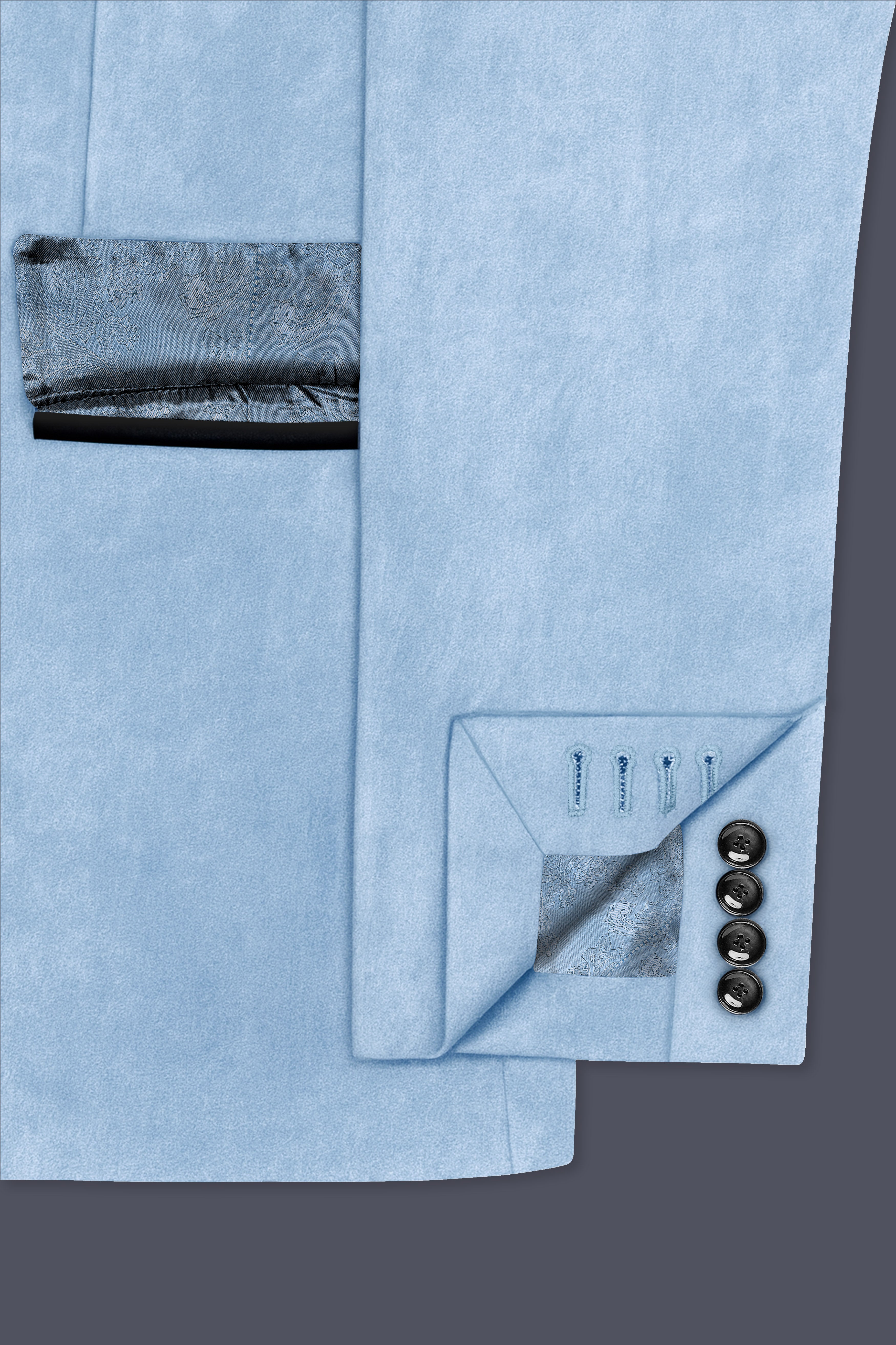 Velairis-Spindle Blue Velvet Peak Lapel Tuxedo Suit