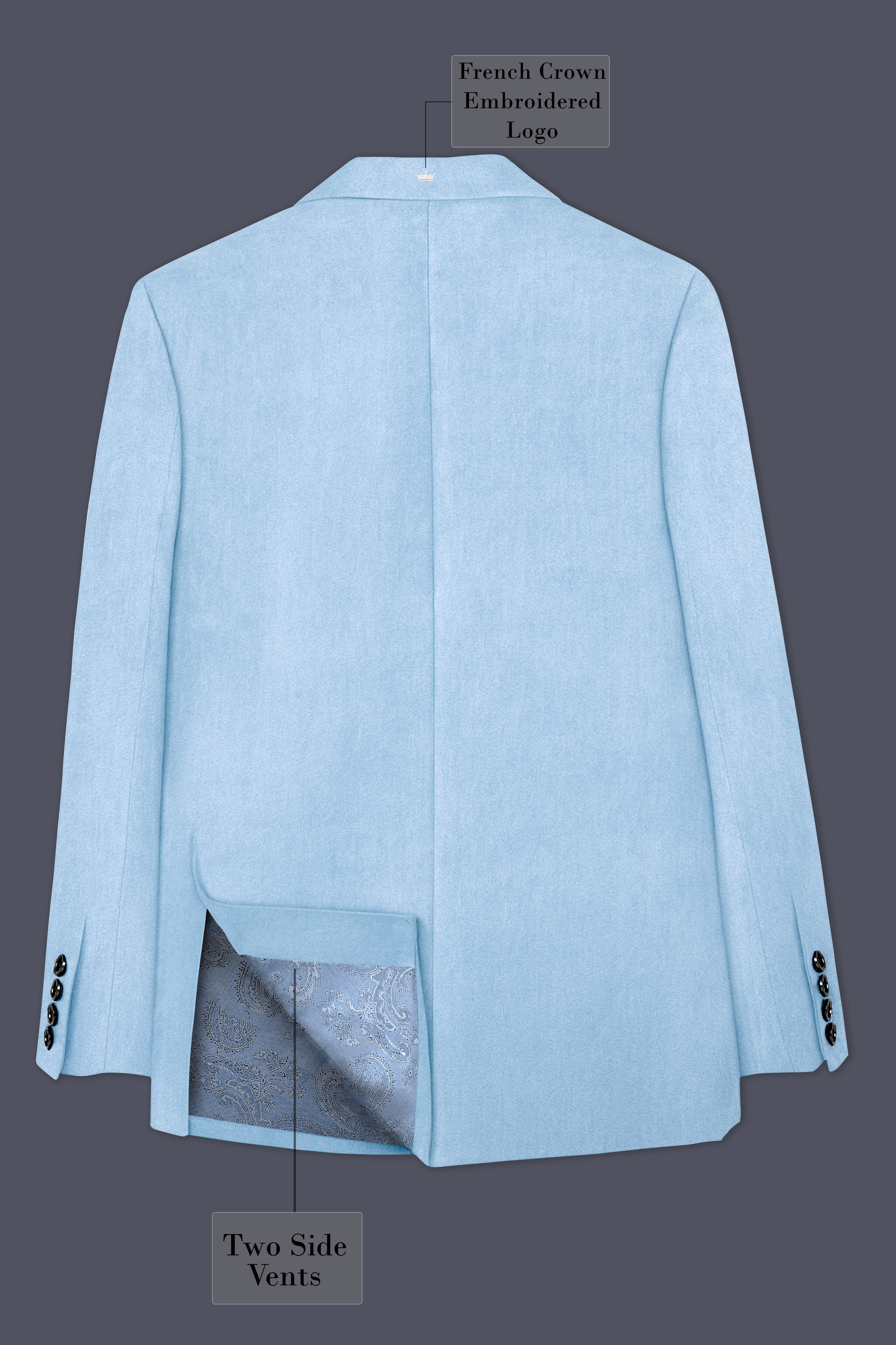 Velairis-Spindle Blue Velvet Peak Lapel Tuxedo Suit